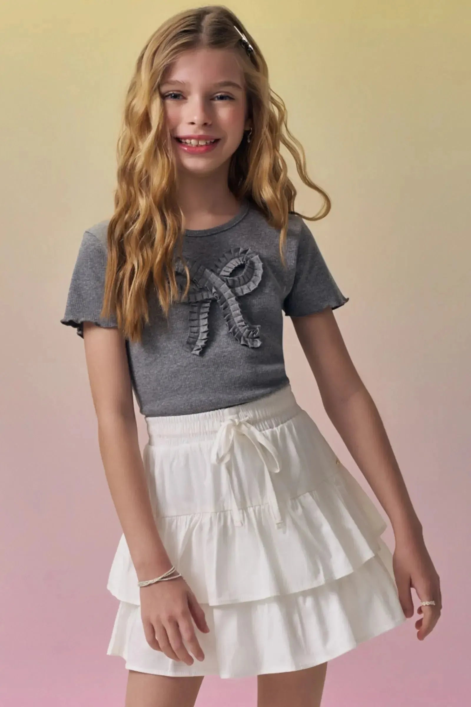 Saia em Tricoline com Elastano e Shorts Embutido 95342 Vic&Vicky Teen Menina