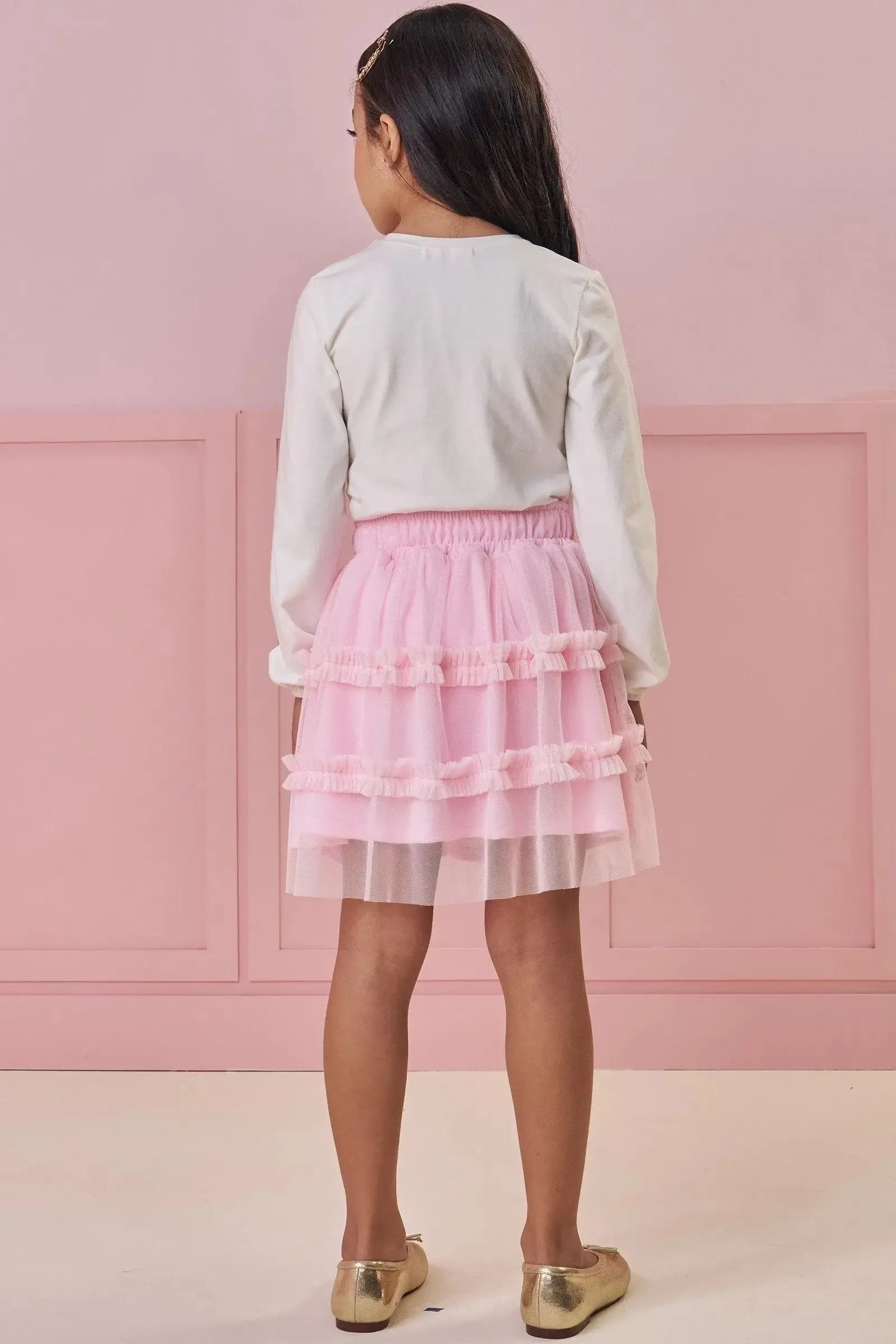 Saia em Tule com Elastano (com Shorts Embutido) 90930 Kukiê Infantil Menina