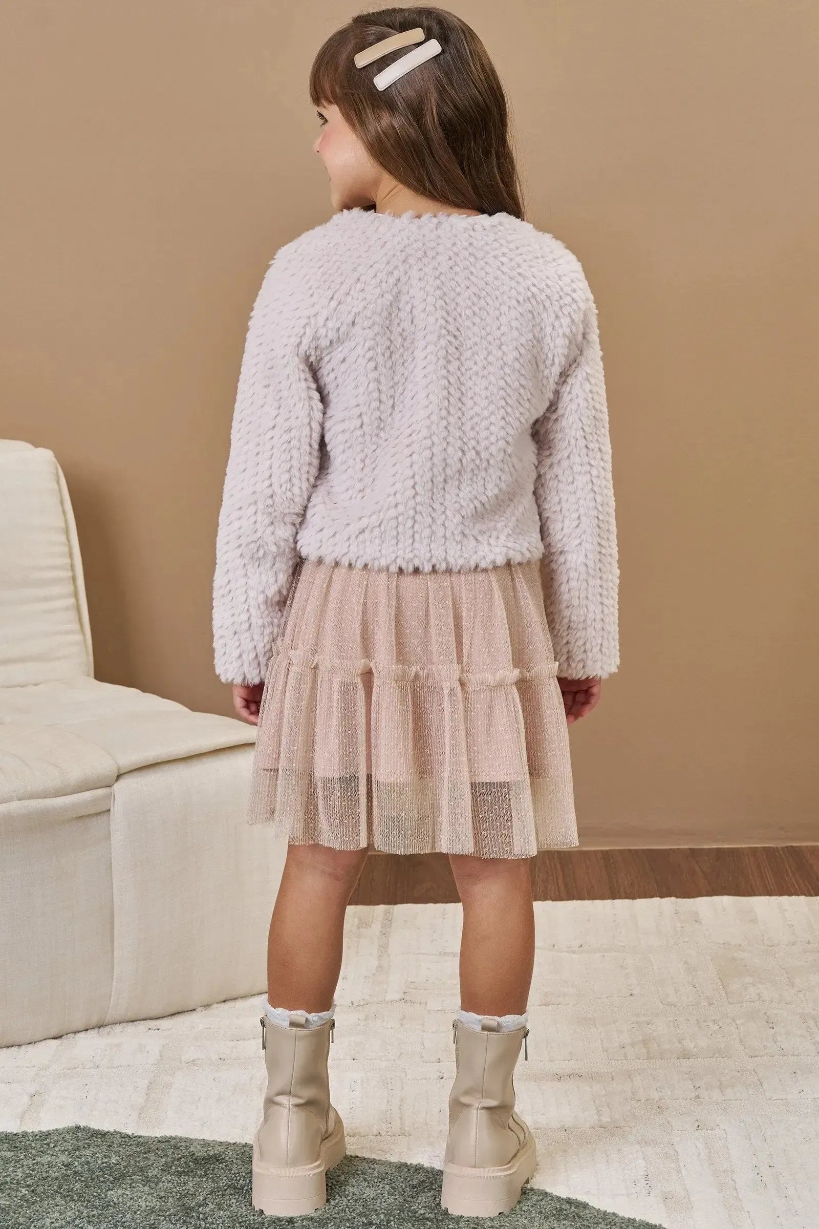 Saia em Tule Plissado Poá. Com Shorts Embutido 91891 Infanti Infantil Menina