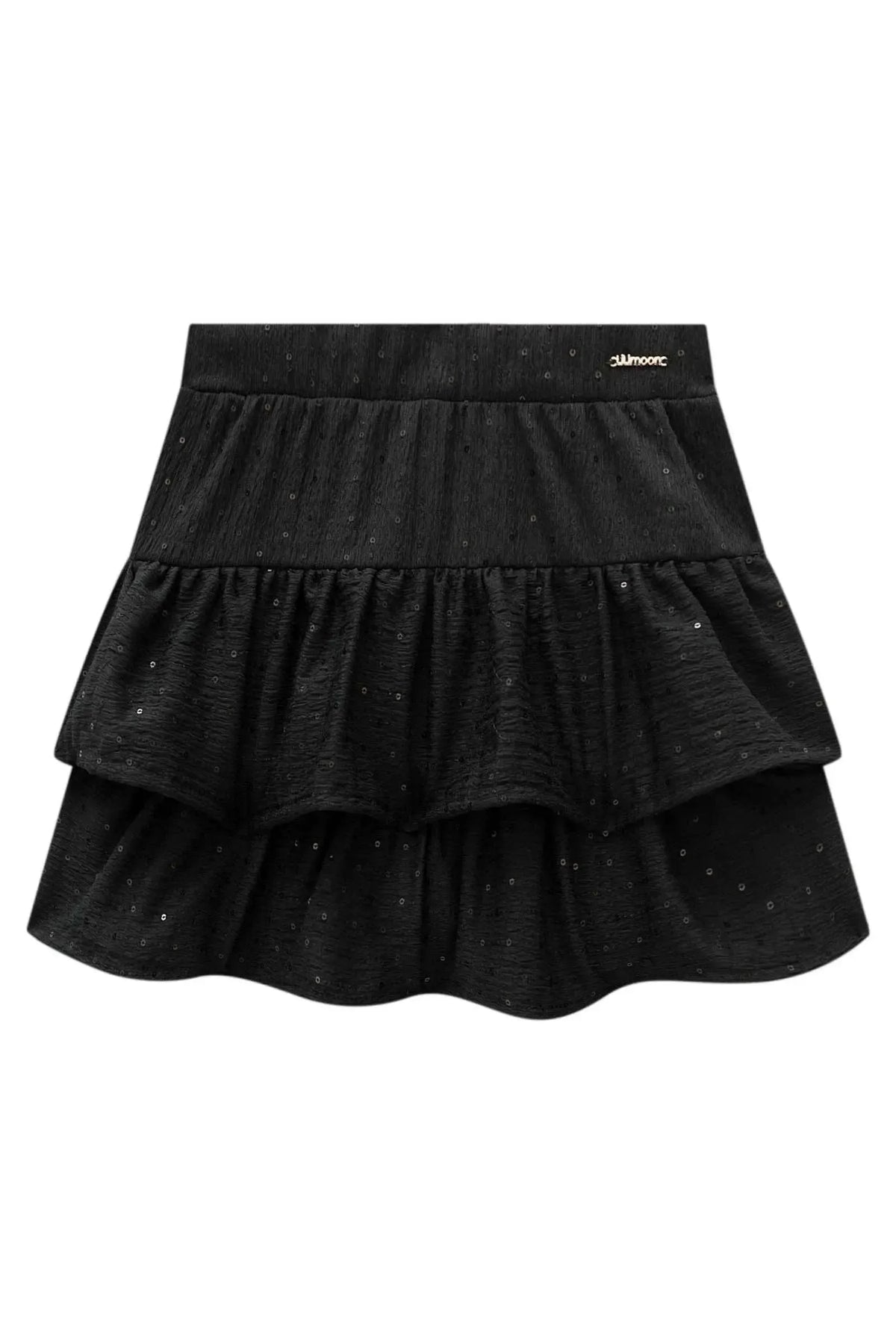 Saia Ruffle em Anarruga Bordada Paetê com Shorts Embutido 98166 Lilimoon Teen Menina