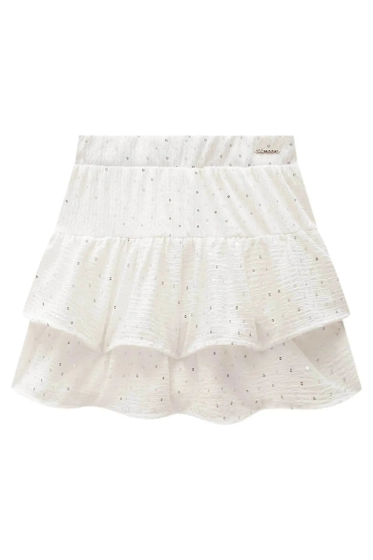 Saia Ruffle em Anarruga Bordada Paetê com Shorts Embutido 98166 Lilimoon Teen Menina