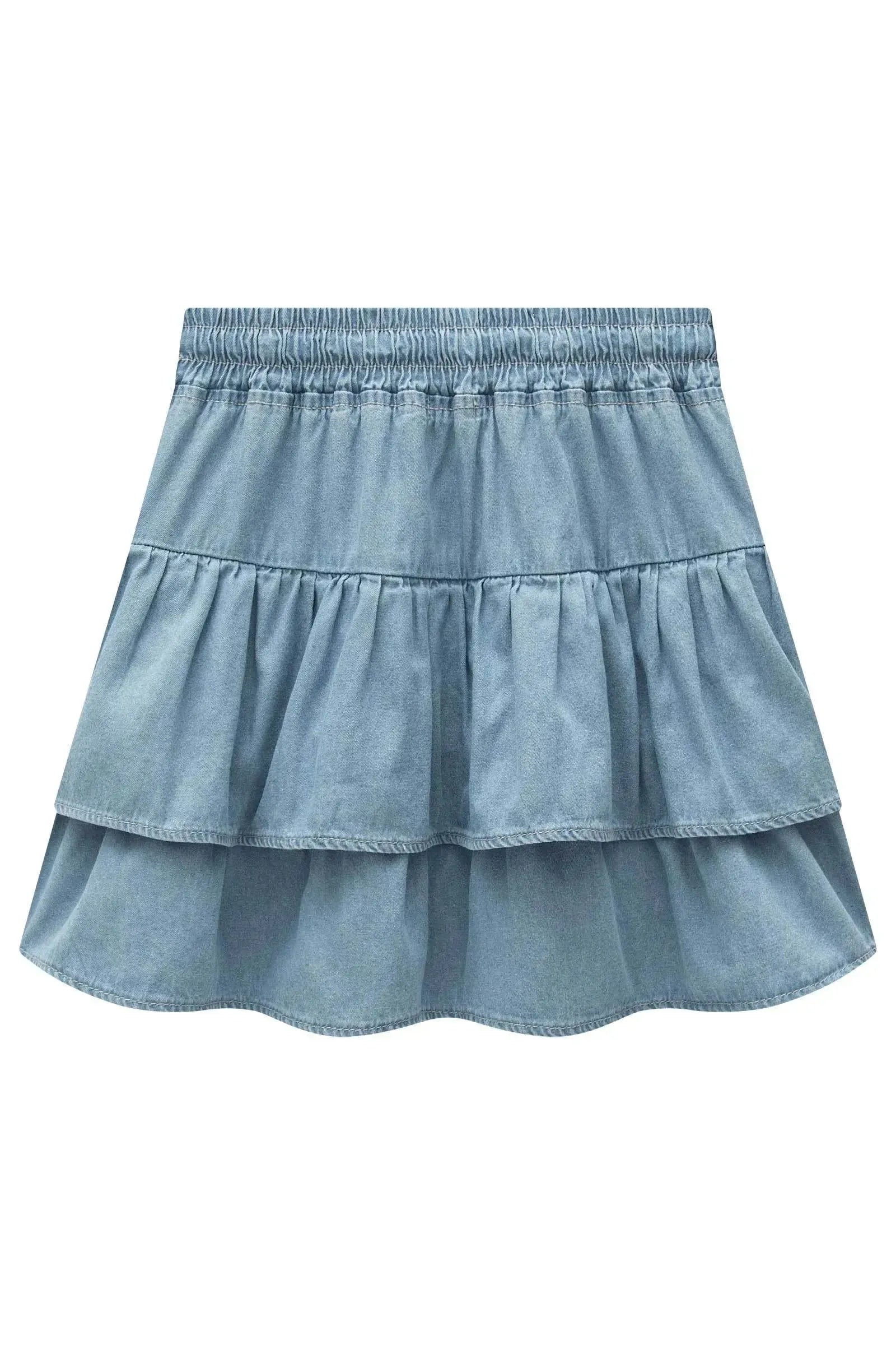 Saia Ruffles em Jeans 98195 Vic Teen Menina