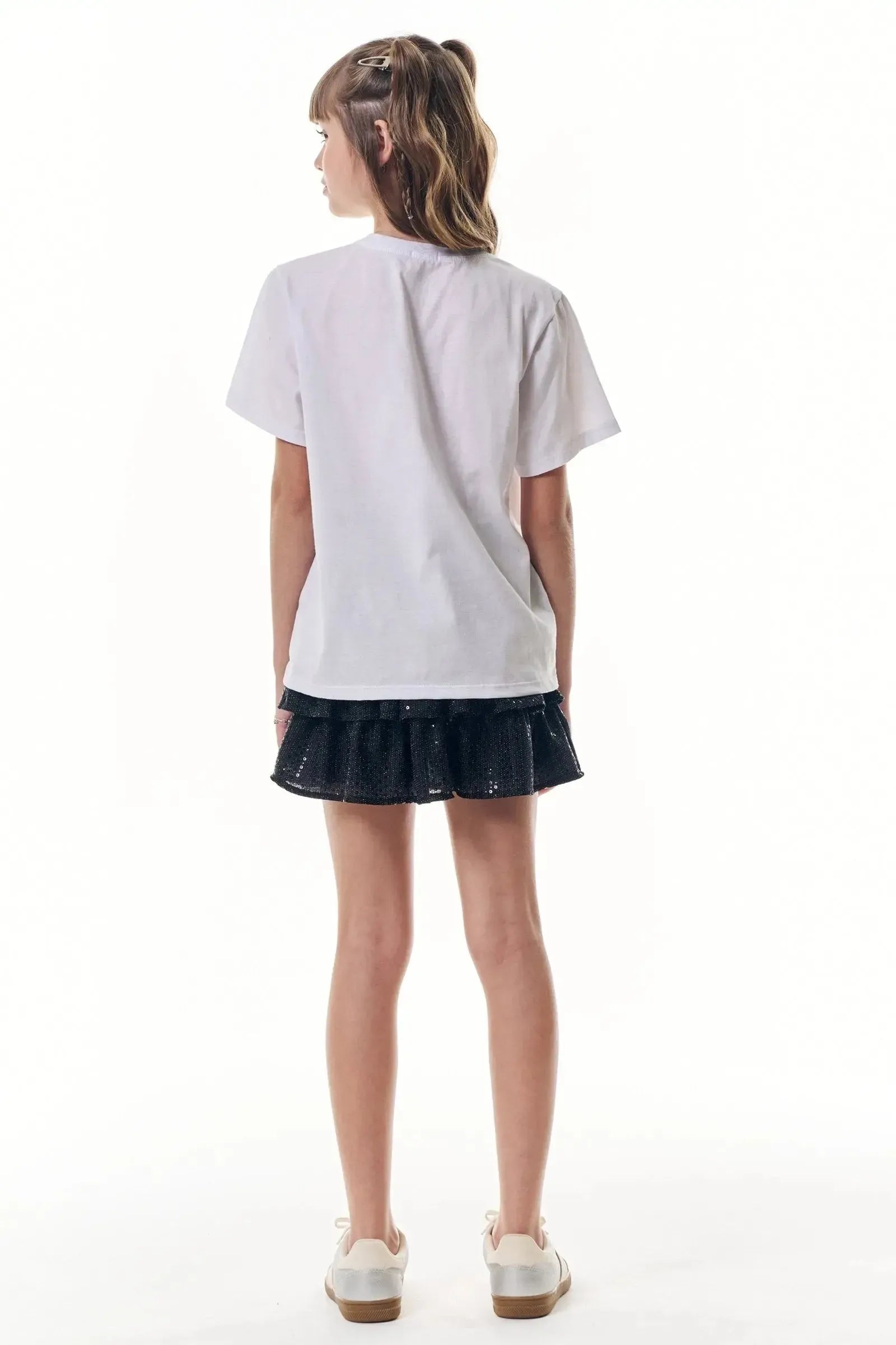 Saia Ruffles em Malha Brilho com Shorts Embutido 96927 Vic&Vicky Teen Menina