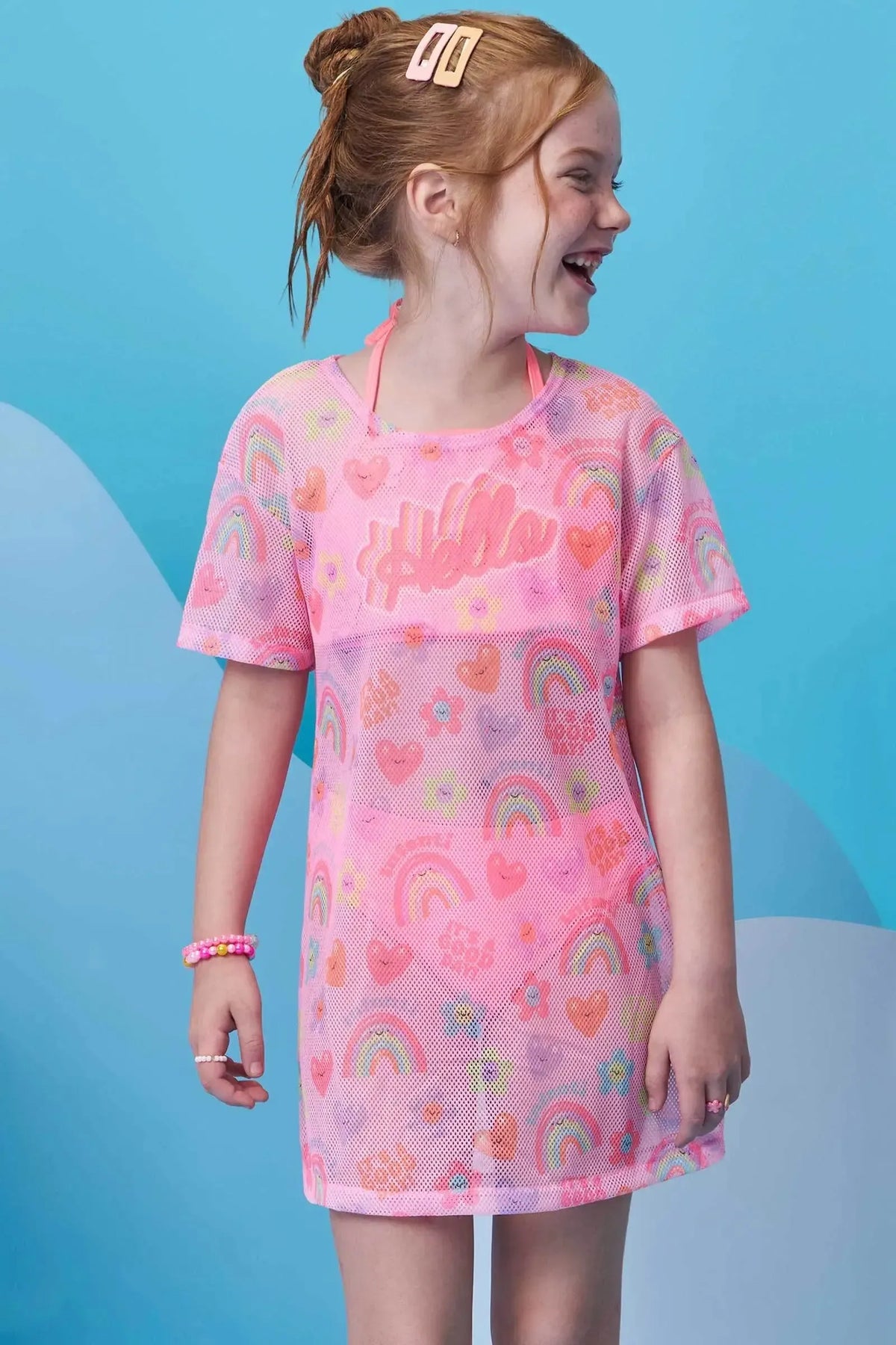 Saída de Praia em Tela Fashion 98398 Infanti Infantil Menina