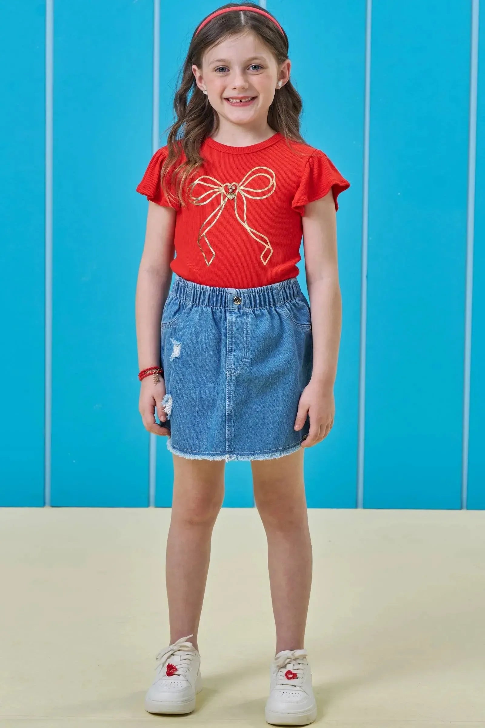 Short Saia em Jeans 94861 Kukiê Infantil Menina
