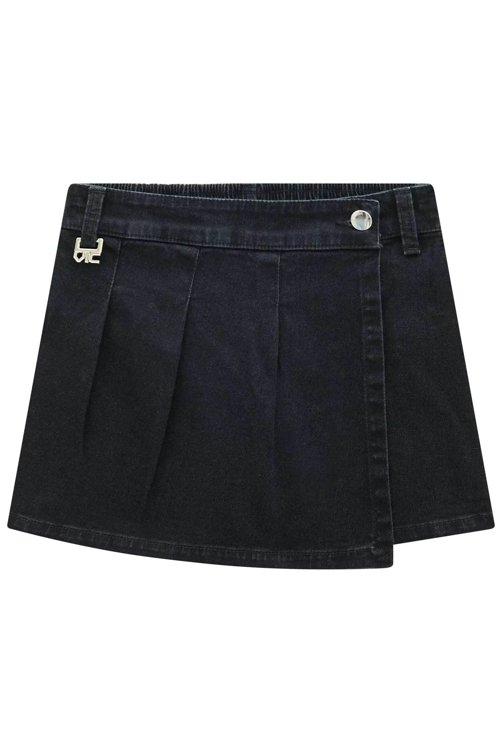 Short Saia em Jeans Black com Elastano 95596 Vic&Vicky Teen Menina
