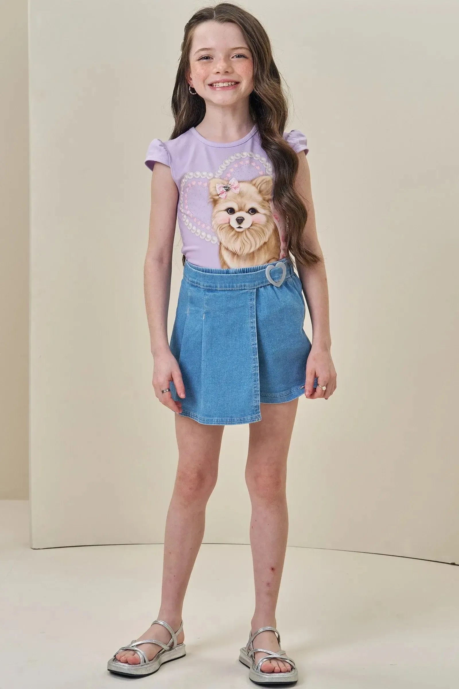 Short Saia em Jeans com Elastano 83692 Infanti Infantil Menina