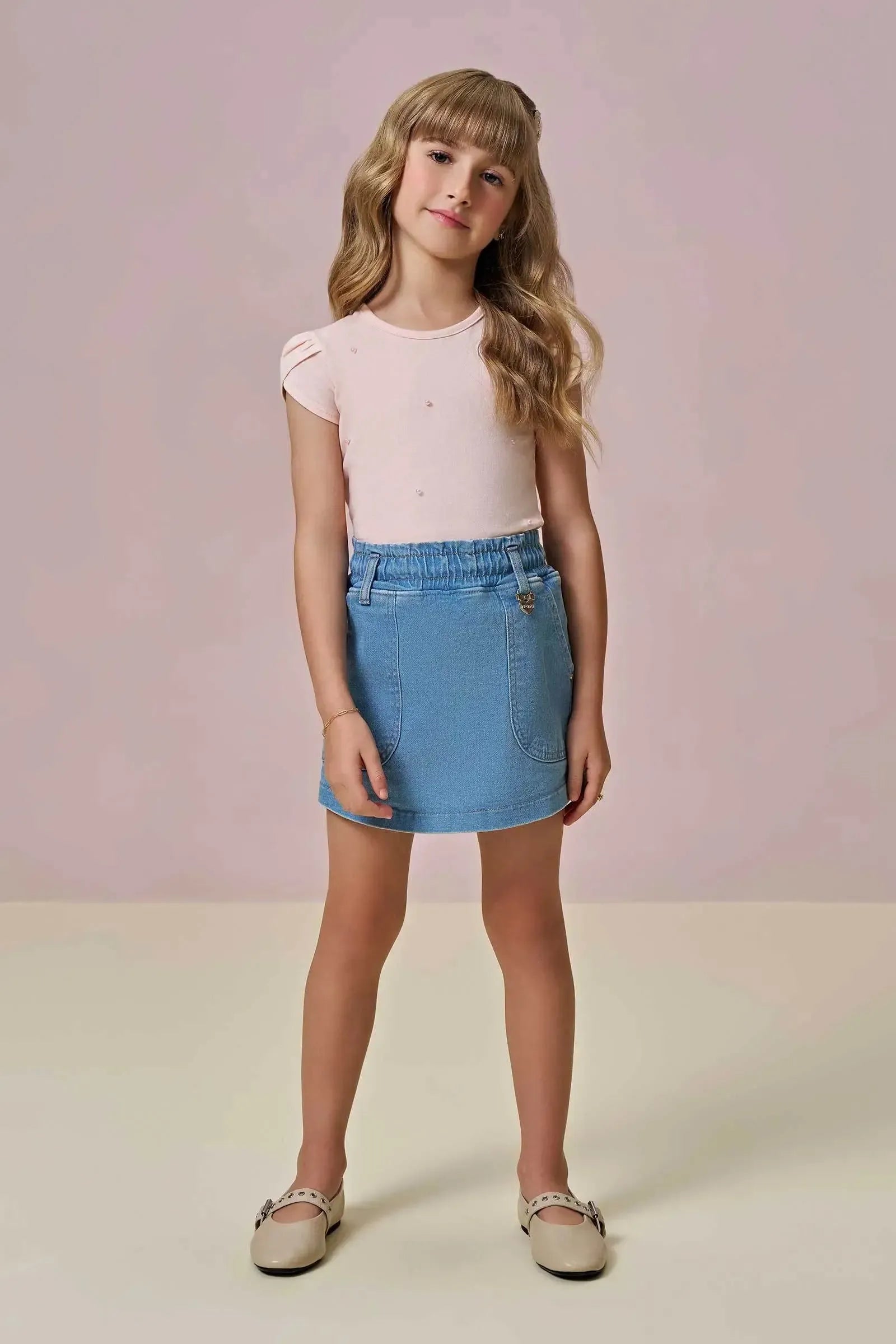 Short Saia em Jeans com Elastano 94639 Infanti Infantil Menina