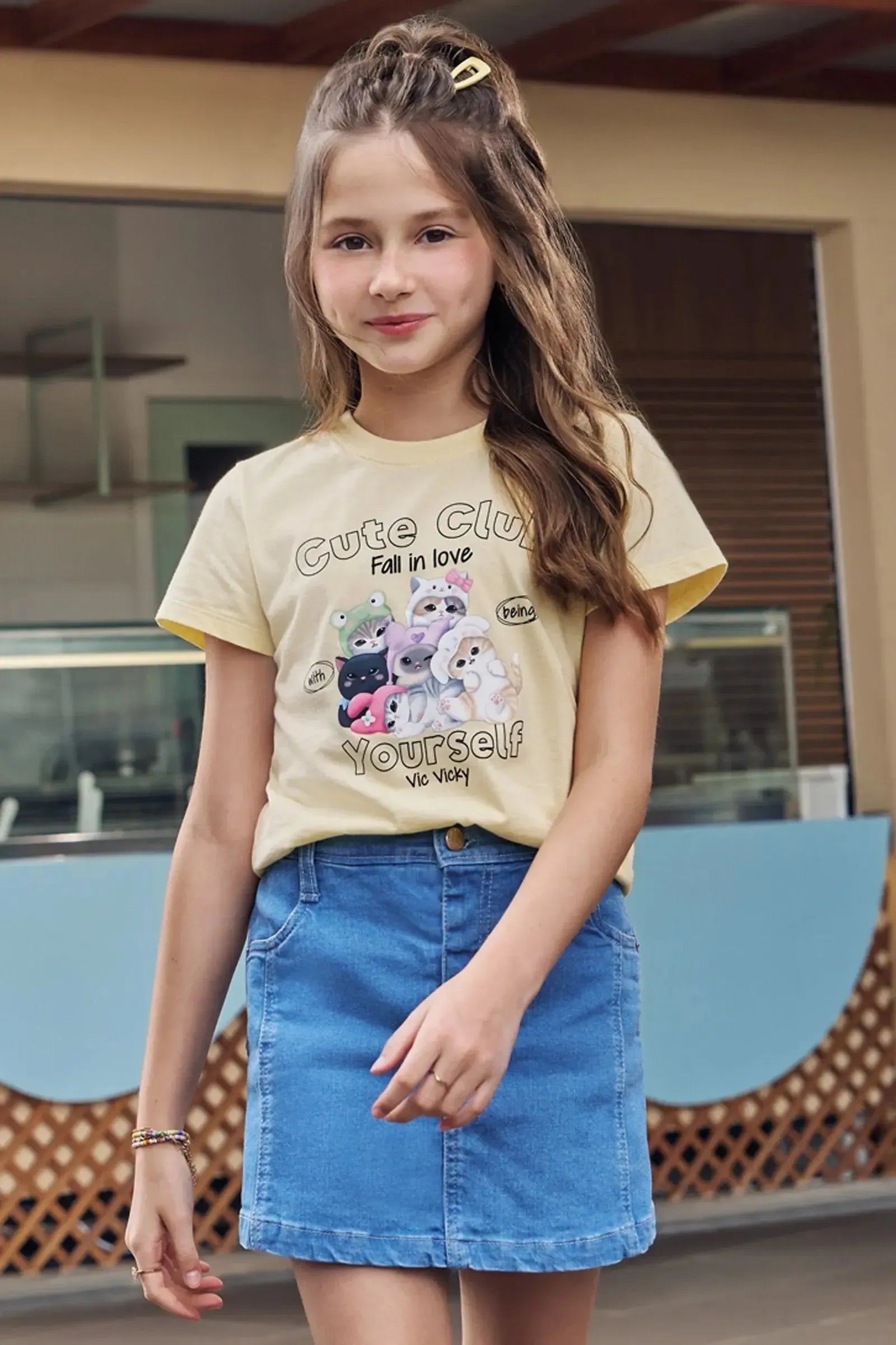 Short Saia em Jeans com Elastano 94990 Vic&Vicky Teen Menina
