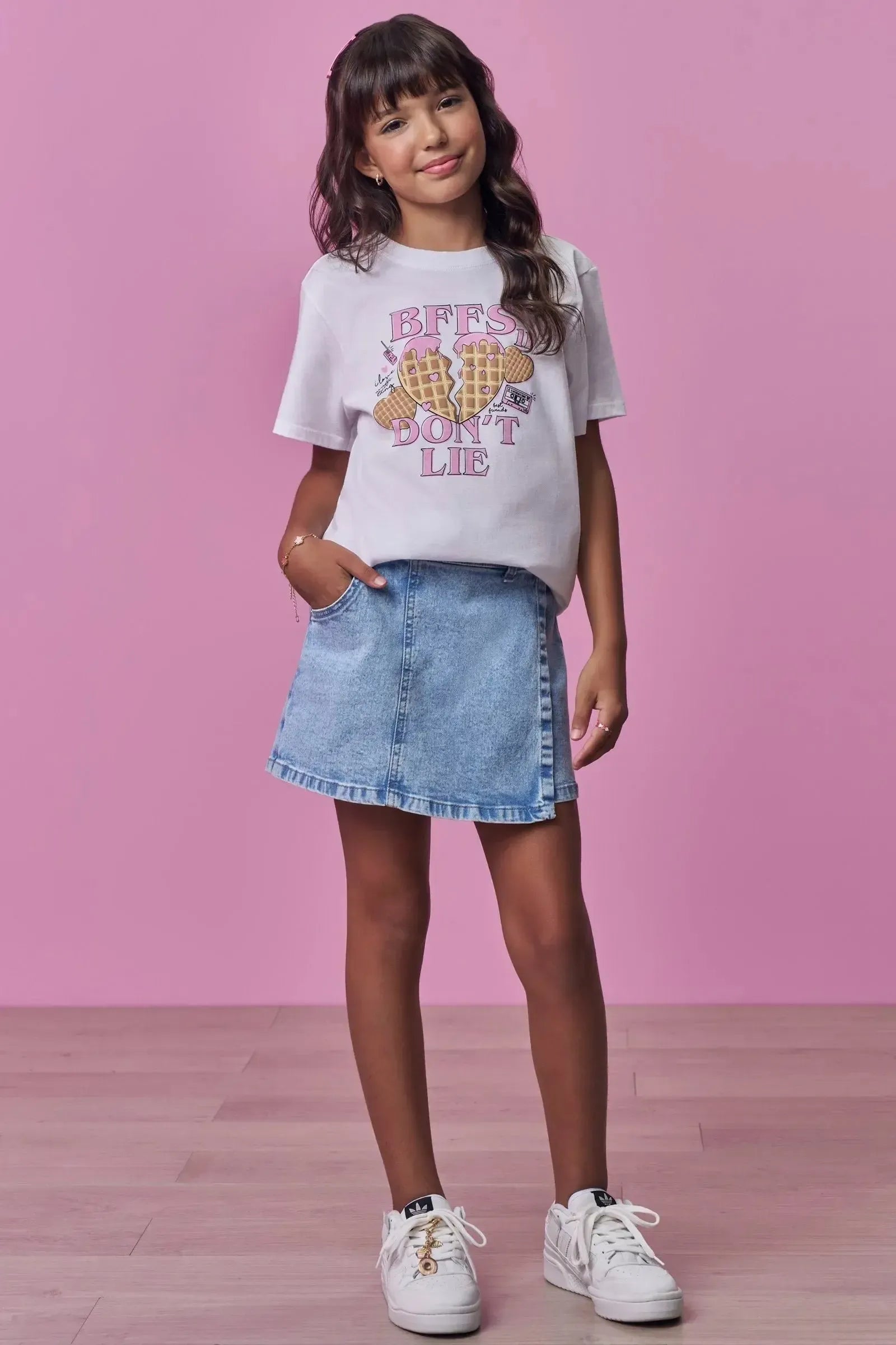 Short Saia em Jeans com Elastano 99085 Vic Teen Menina