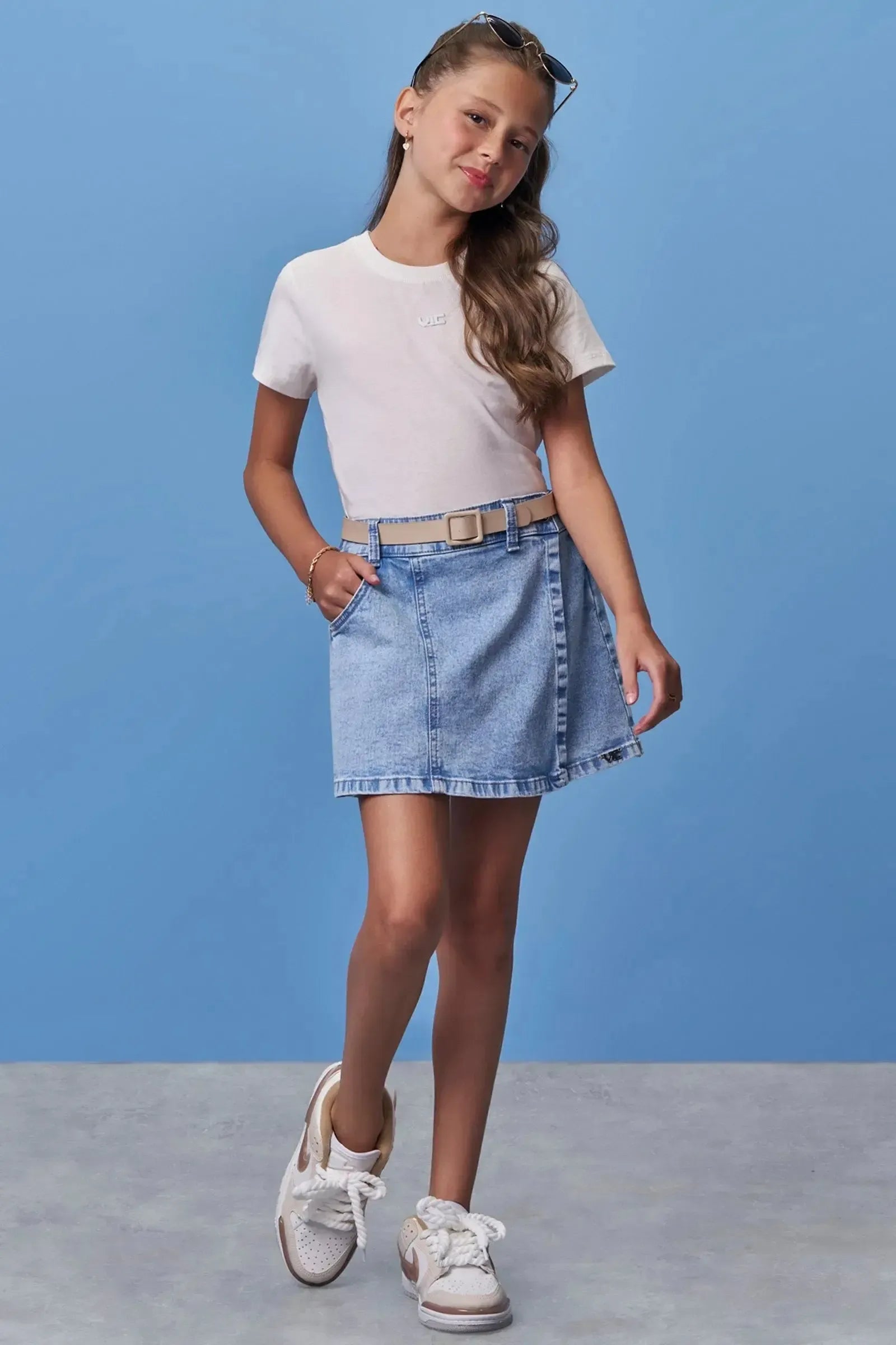 Short Saia em Jeans com Elastano 99085 Vic Teen Menina