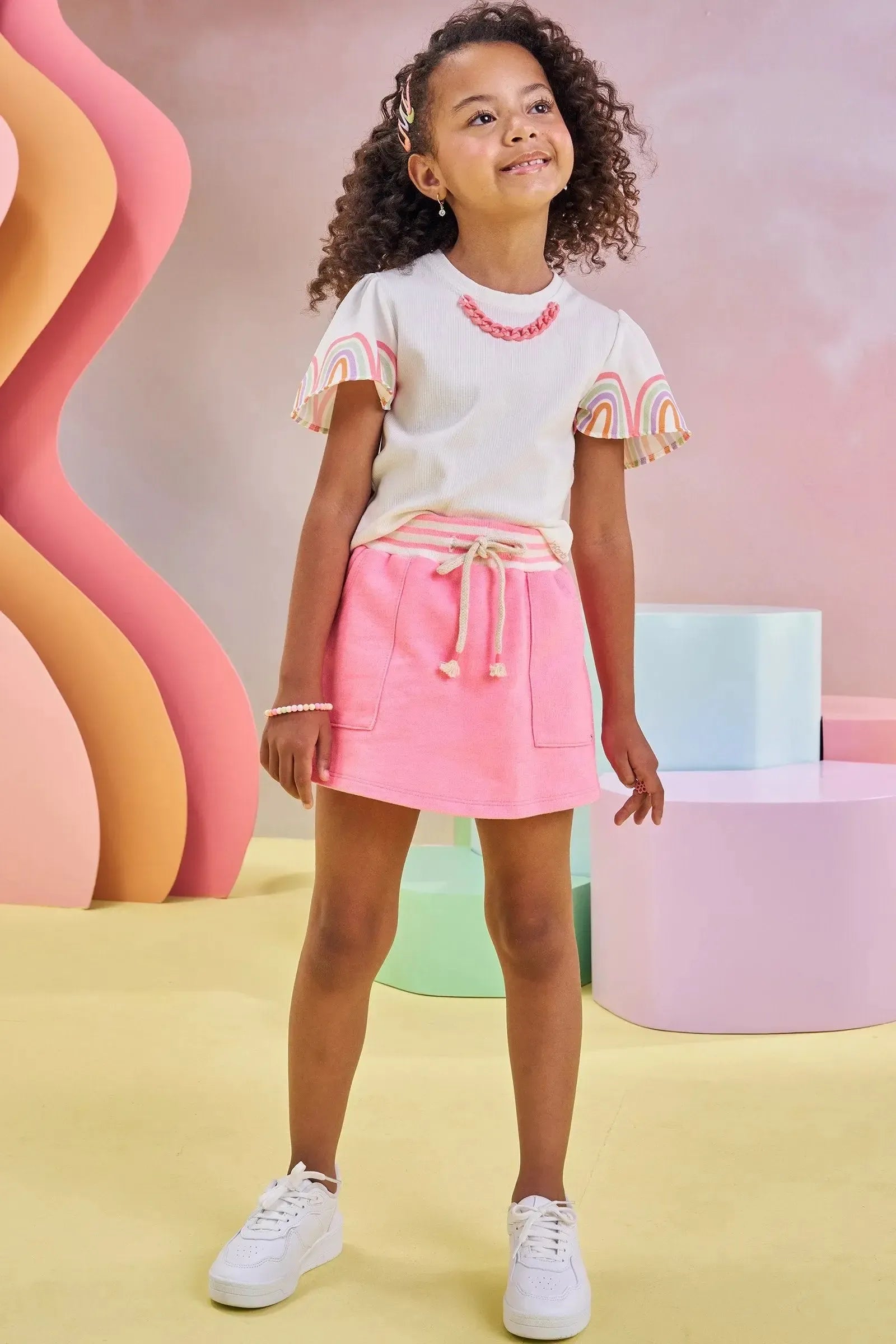 Short Saia em Moletom sem Pelúcia 83521 Infanti Infantil Menina