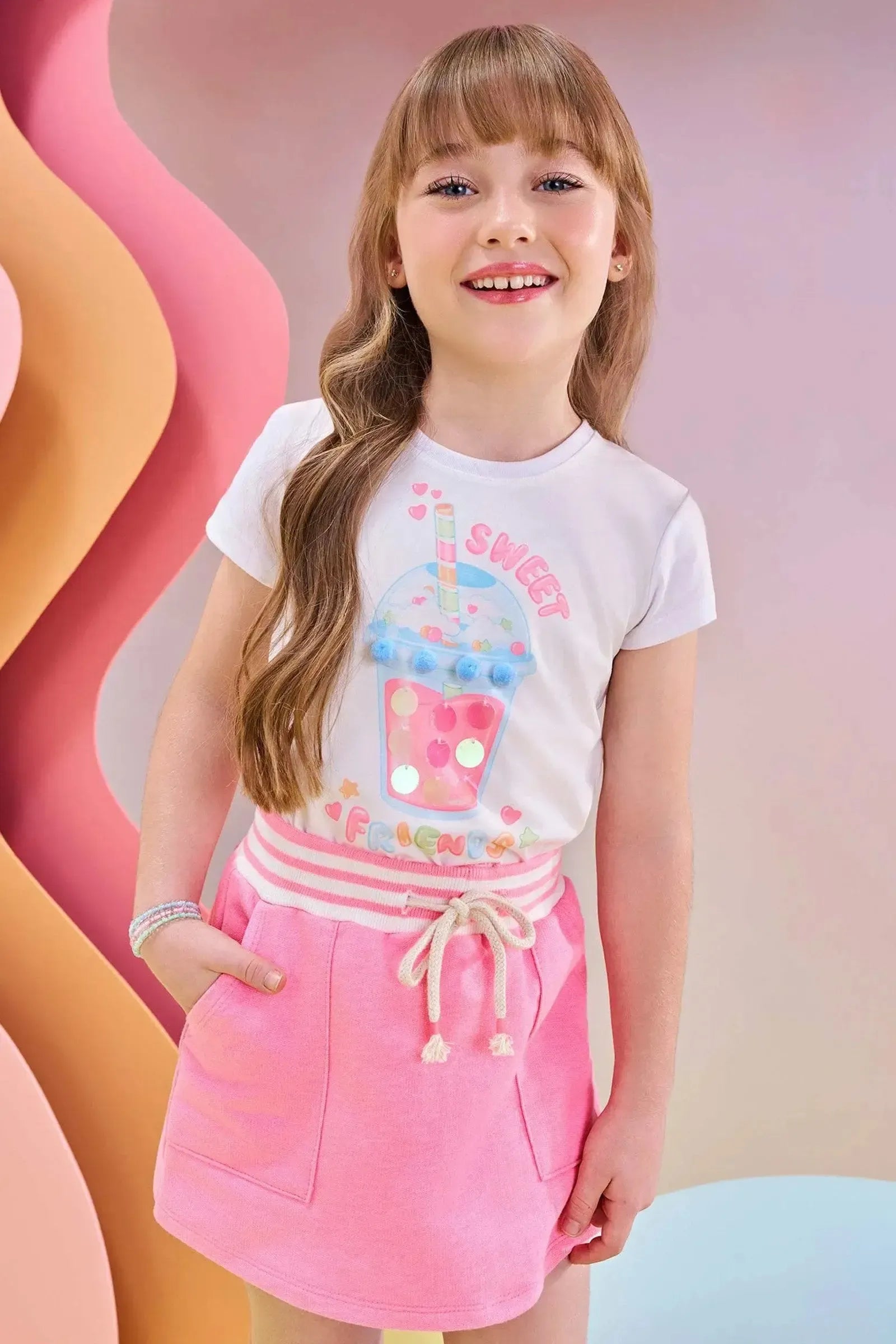 Short Saia em Moletom sem Pelúcia 83521 Infanti Infantil Menina