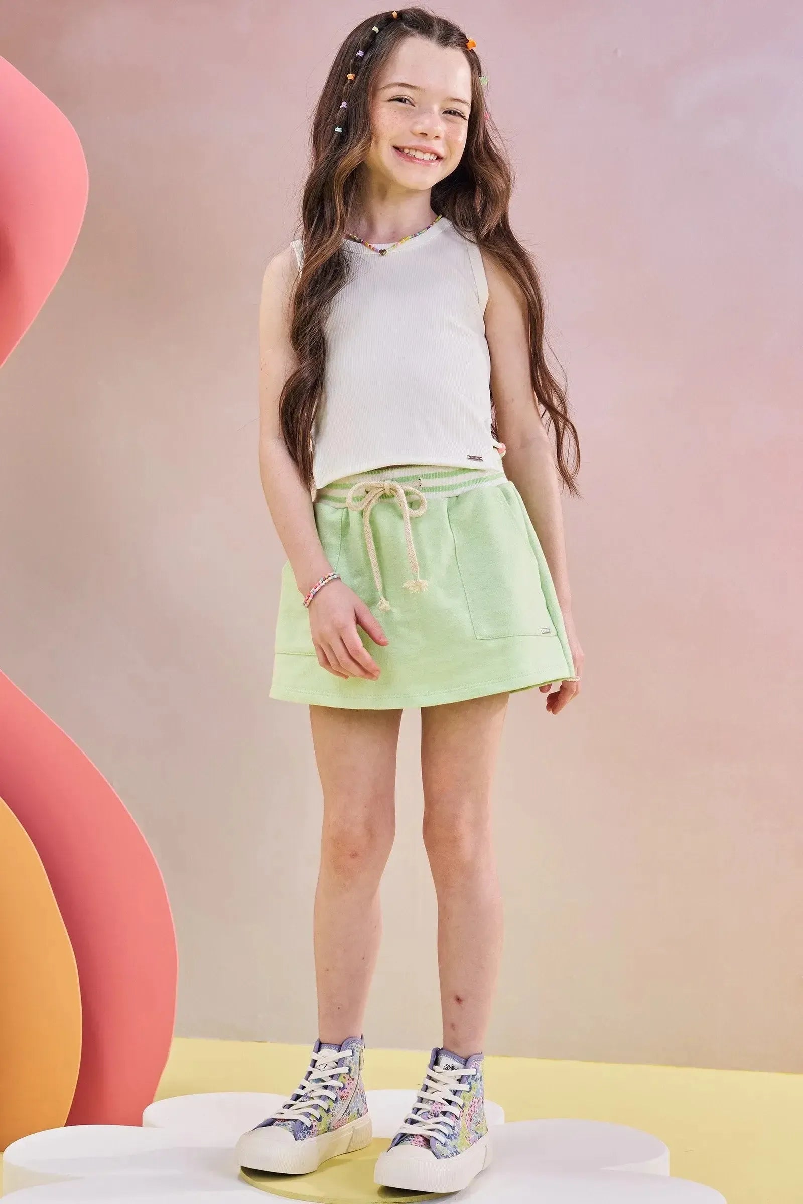 Short Saia em Moletom sem Pelúcia 83521 Infanti Infantil Menina