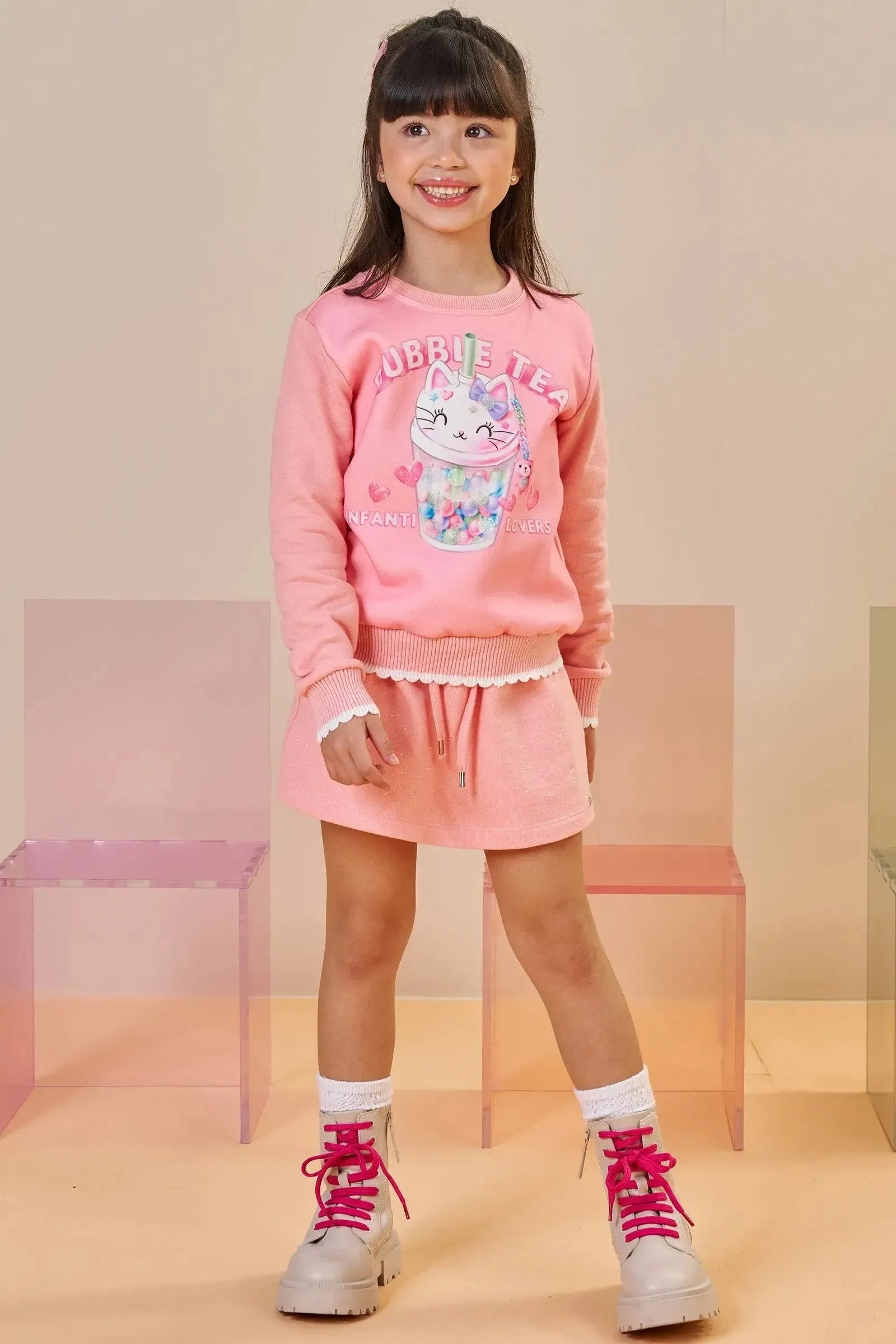 Short Saia em Moletwill 92492 Infanti Infantil Menina