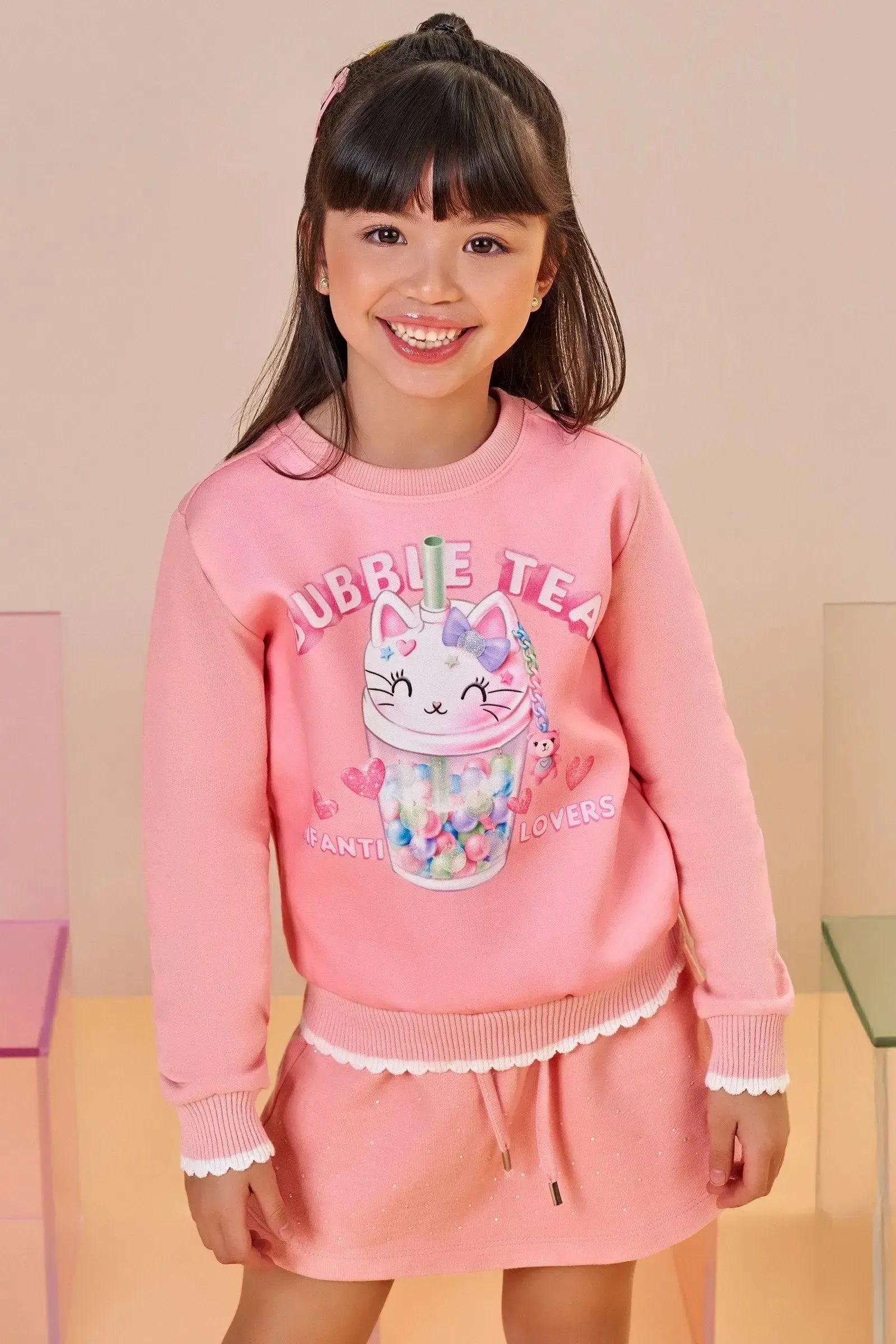 Short Saia em Moletwill 92492 Infanti Infantil Menina