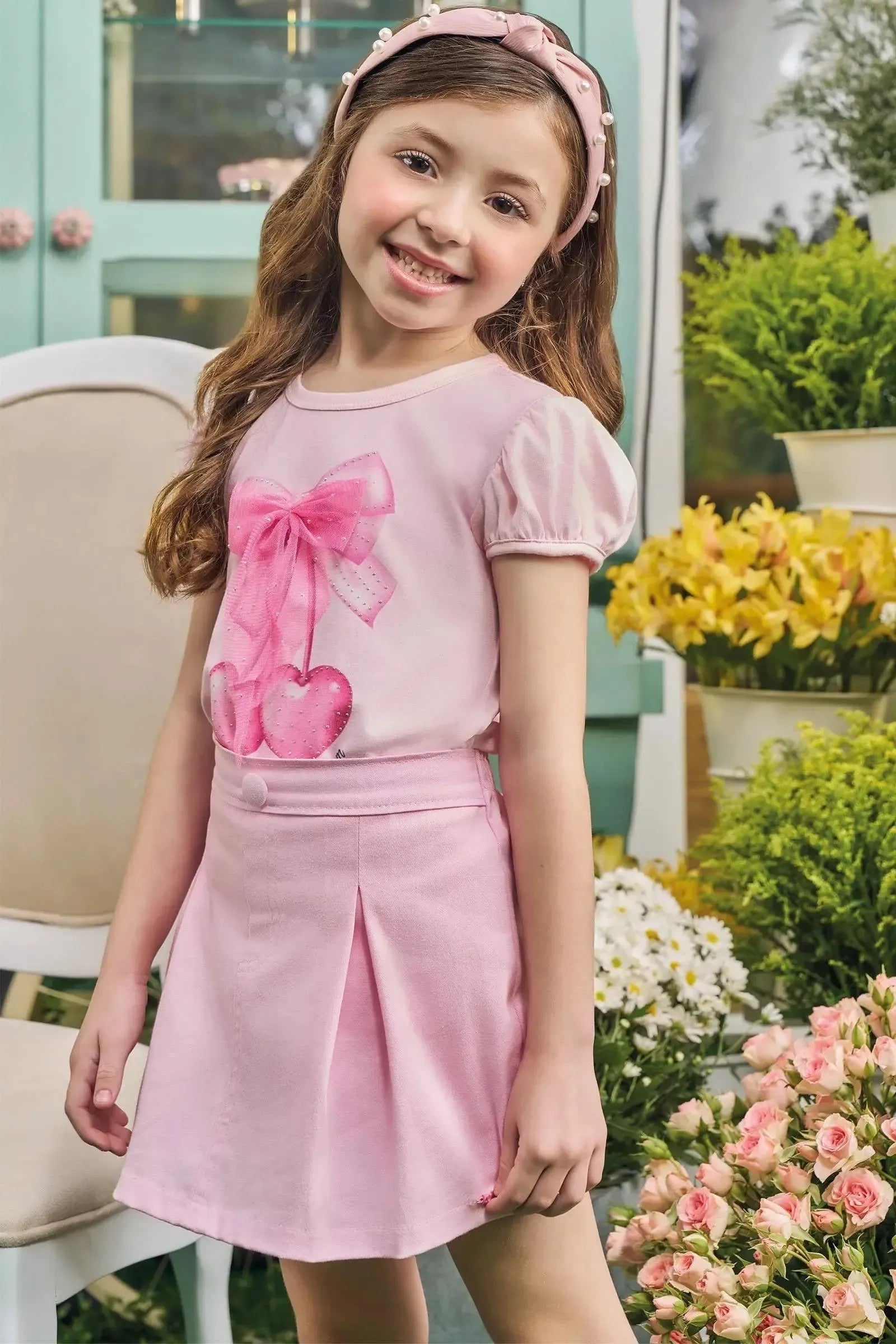 Short Saia em Sarja com Elastano 83789 Kukiê Infantil Menina