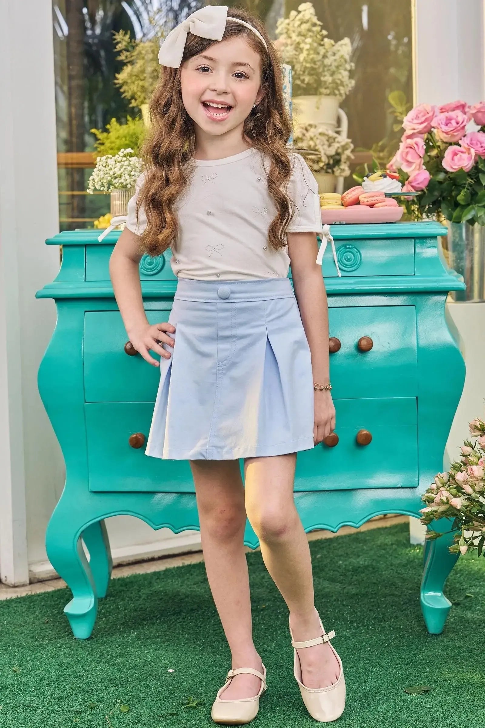 Short Saia em Sarja com Elastano 83789 Kukiê Infantil Menina