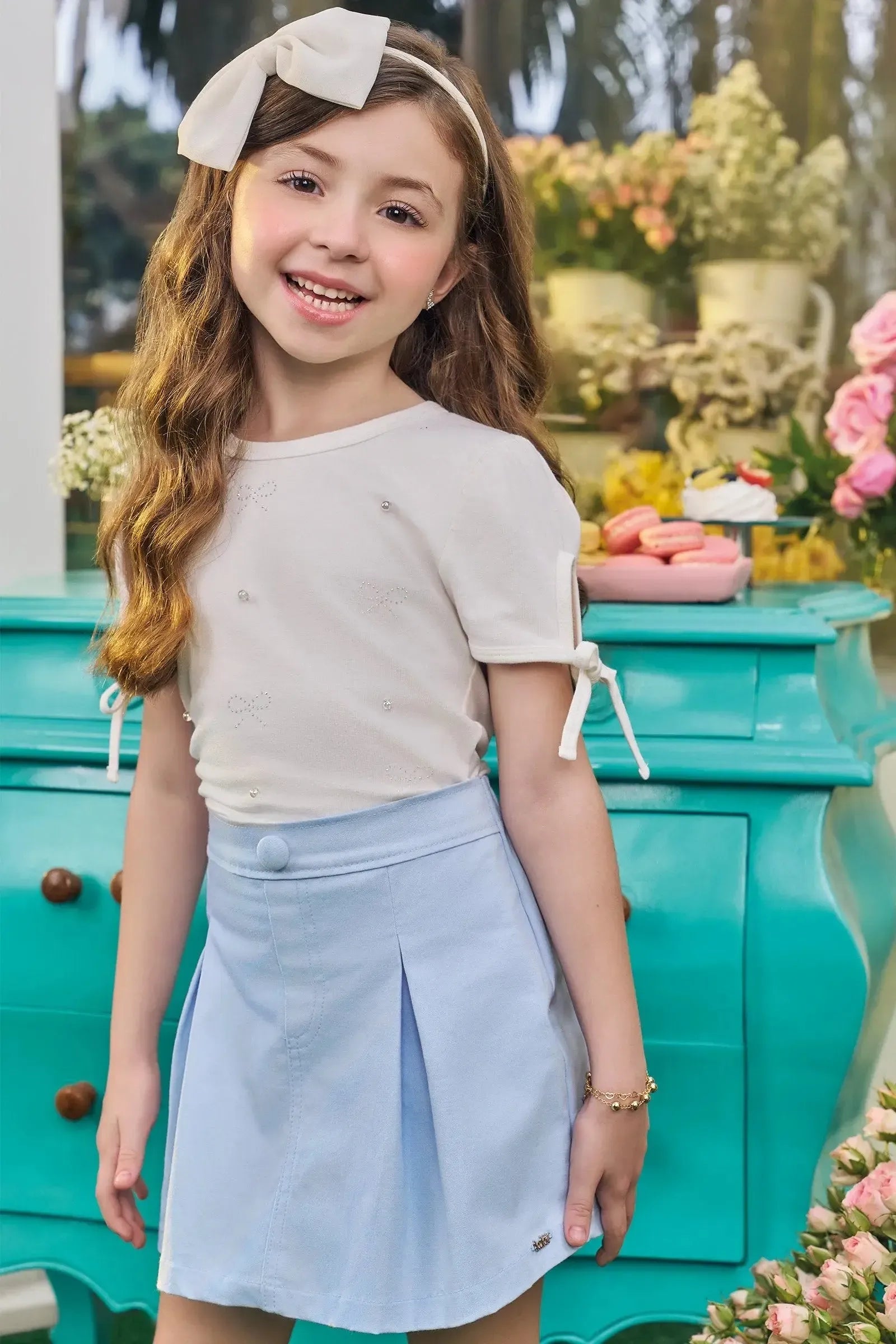 Short Saia em Sarja com Elastano 83789 Kukiê Infantil Menina