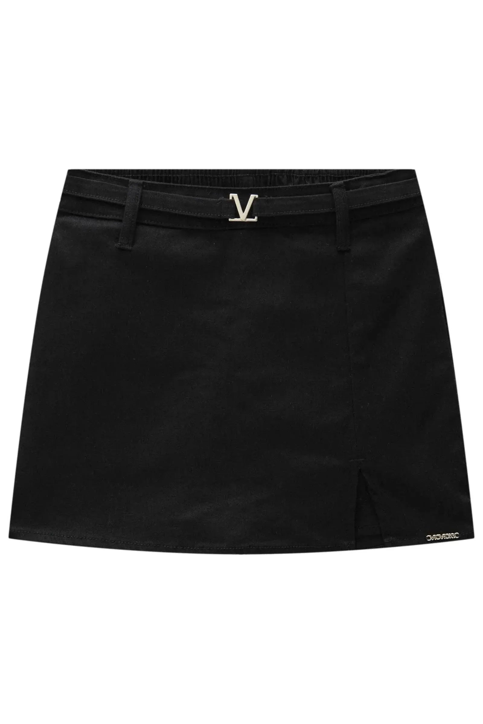 Short Saia Sarja Preto Vic&Vicky Teen Menina Conforto e Estilo