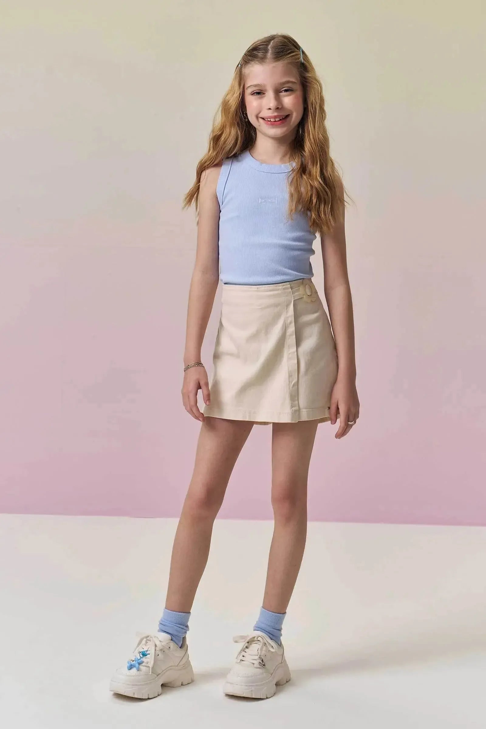Short Saia em Sarja com Elastano 95003 Vic&Vicky Teen Menina