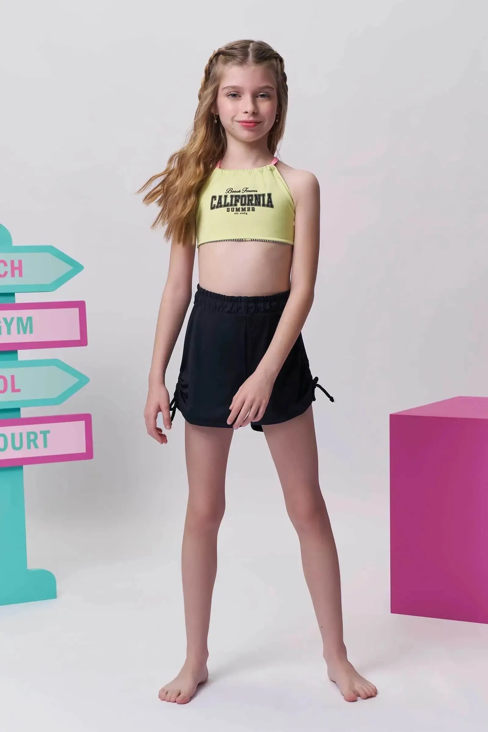 Shorts de Praia em Malha UV50 96638 Vic&Vicky Teen Menina