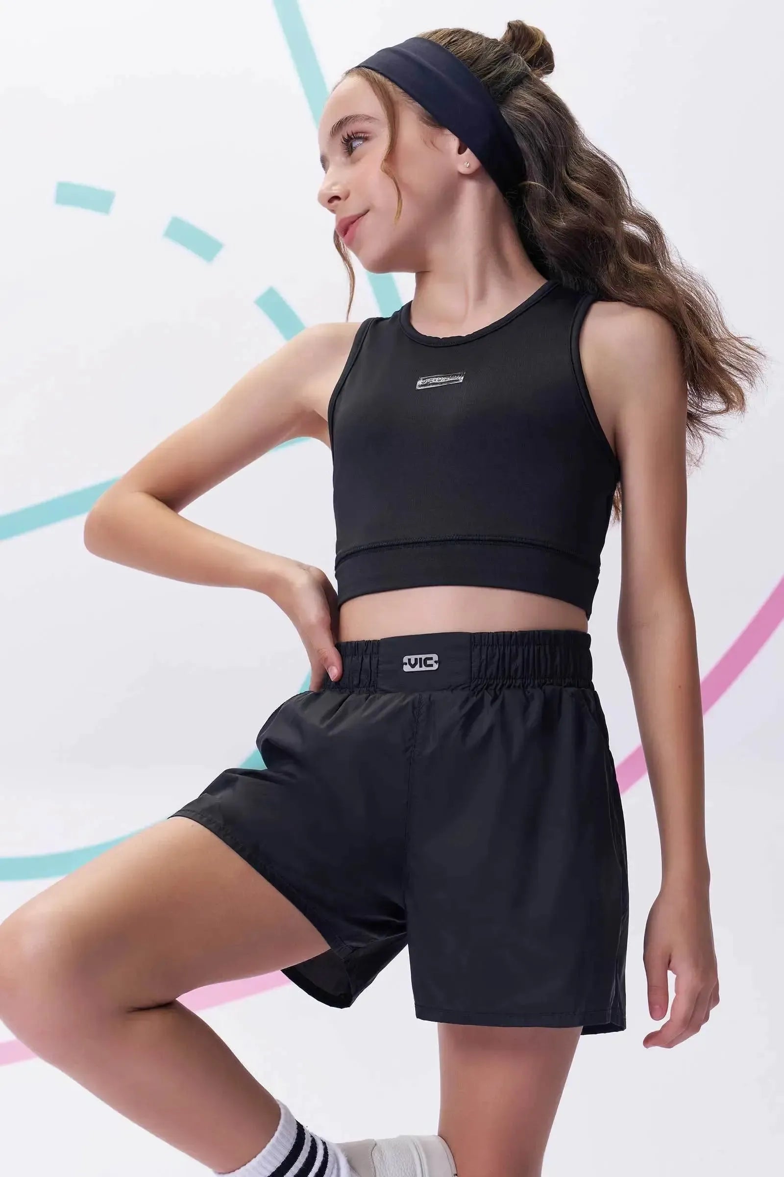 Shorts em Air Tech com Shorts Embutido 96259 Vic&Vicky Teen Menina