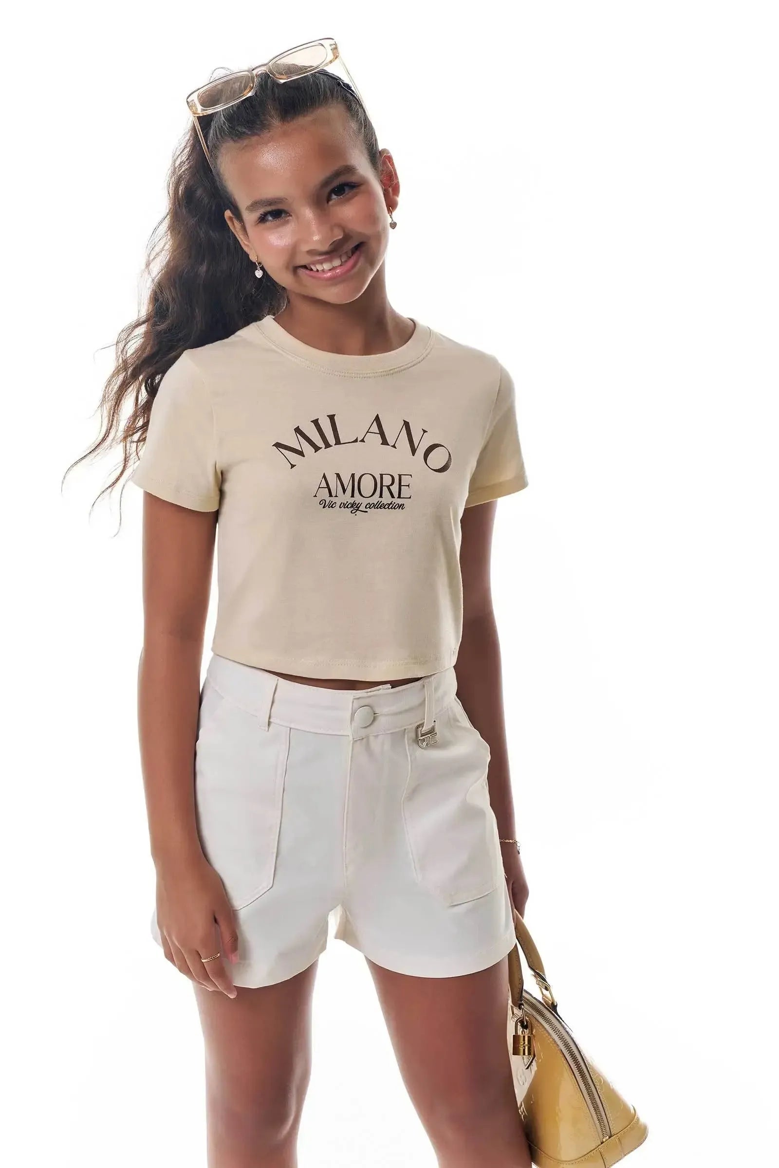 Shorts em Alfaiataria Tecno Cargo 95638 Vic&Vicky Teen Menina