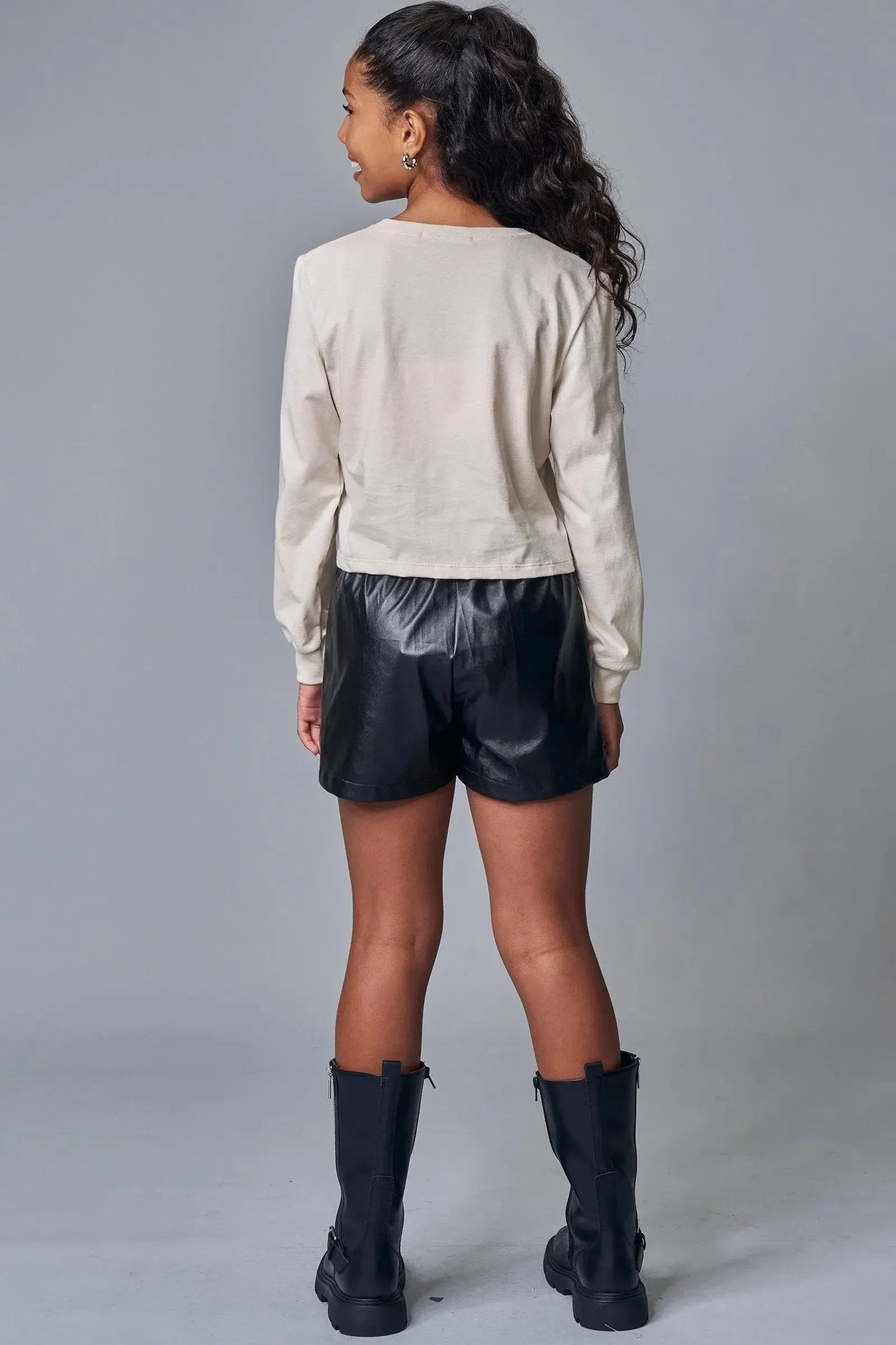 Shorts em Couro Sintético 89966 Lilimoon Teen Menina