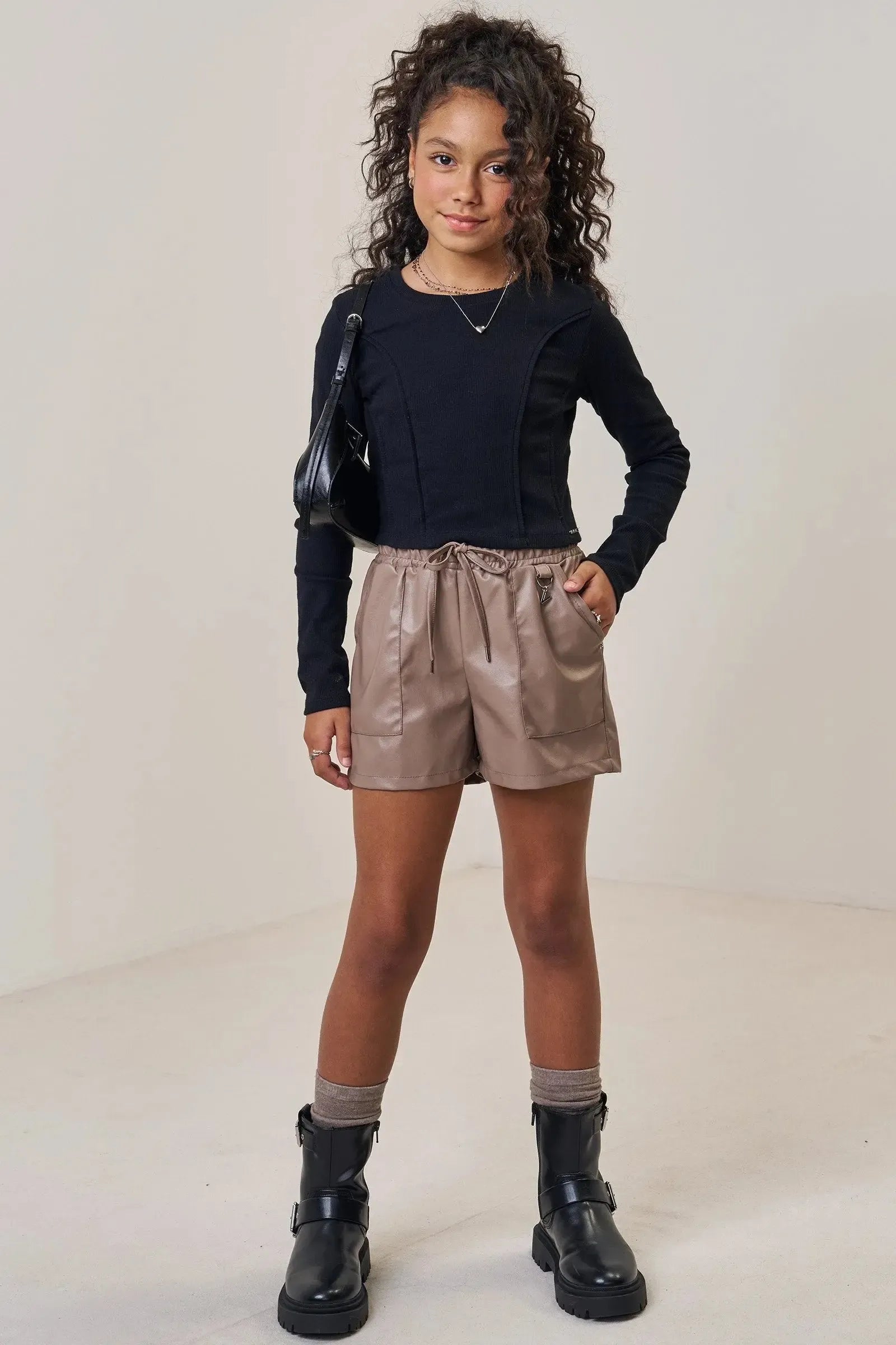 Shorts em Couro Sintético 90986 Vic&Vicky Teen Menina