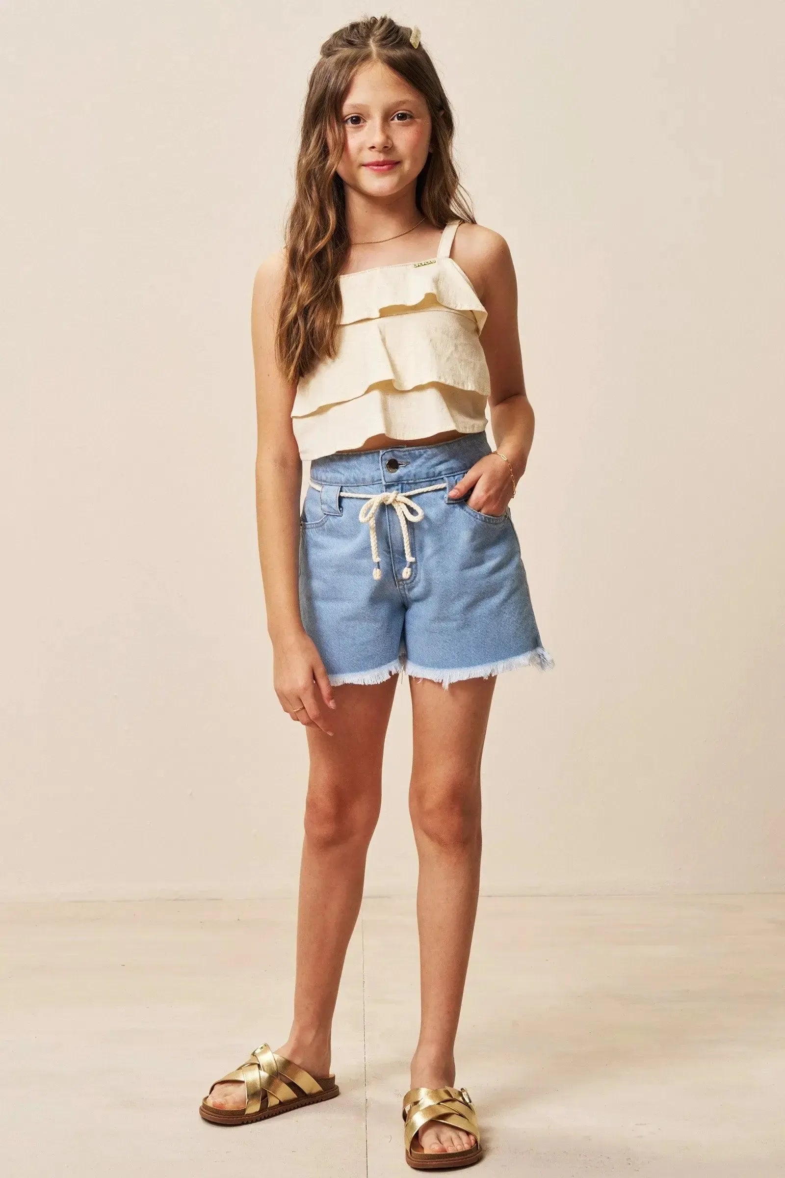 Shorts em Jeans 94388 Vic&Vicky Teen Menina