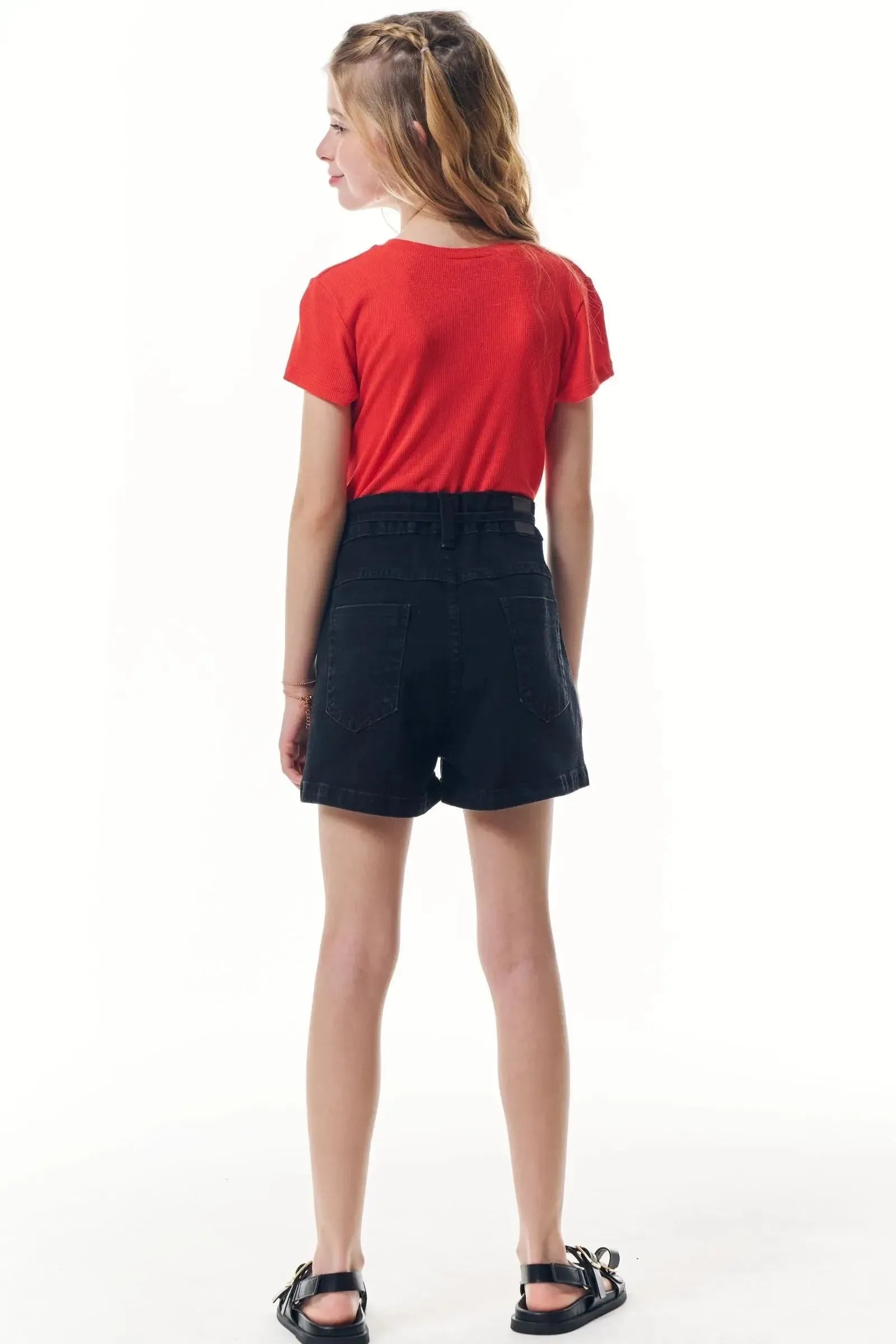 Shorts em Jeans Black com Elastano 95609 Vic&Vicky Teen Menina