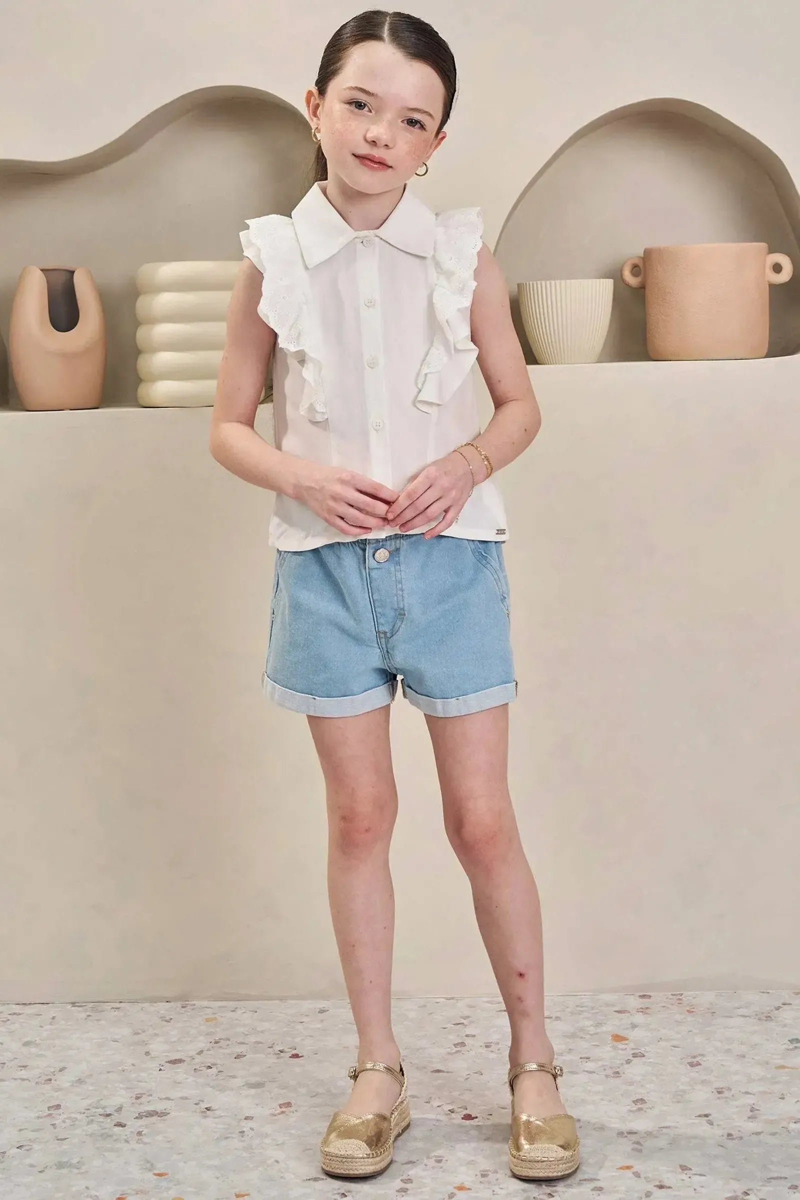 Shorts em Jeans com Elastano 84606 Infanti Infantil Menina
