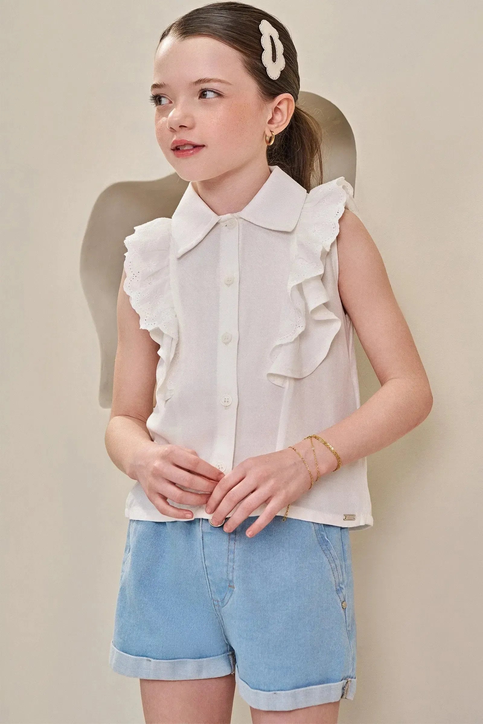 Shorts em Jeans com Elastano 84606 Infanti Infantil Menina