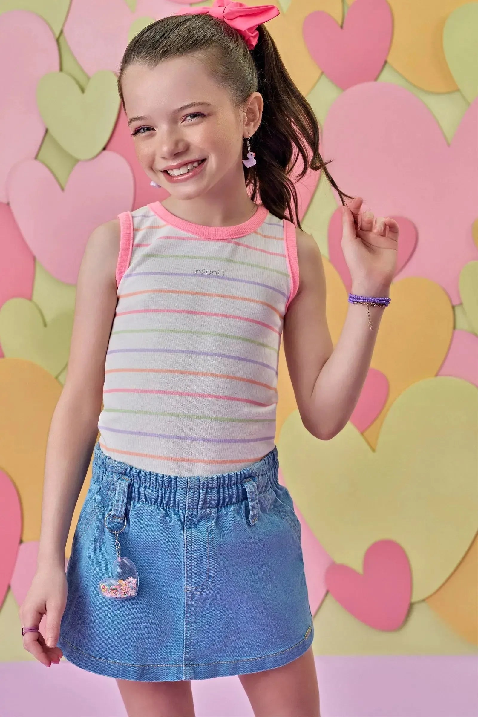 Shorts em Jeans com Elastano 86586 Infanti Infantil Menina