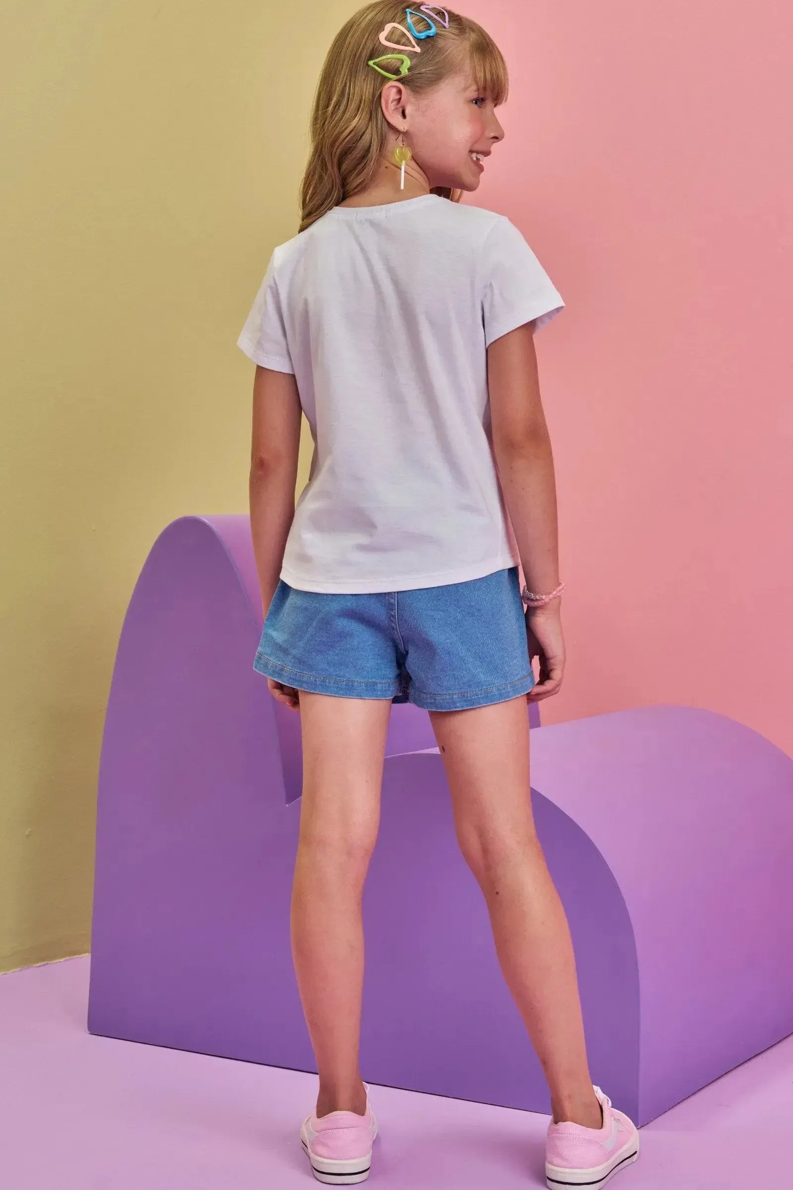 Shorts em Jeans com Elastano 86586 Infanti Infantil Menina