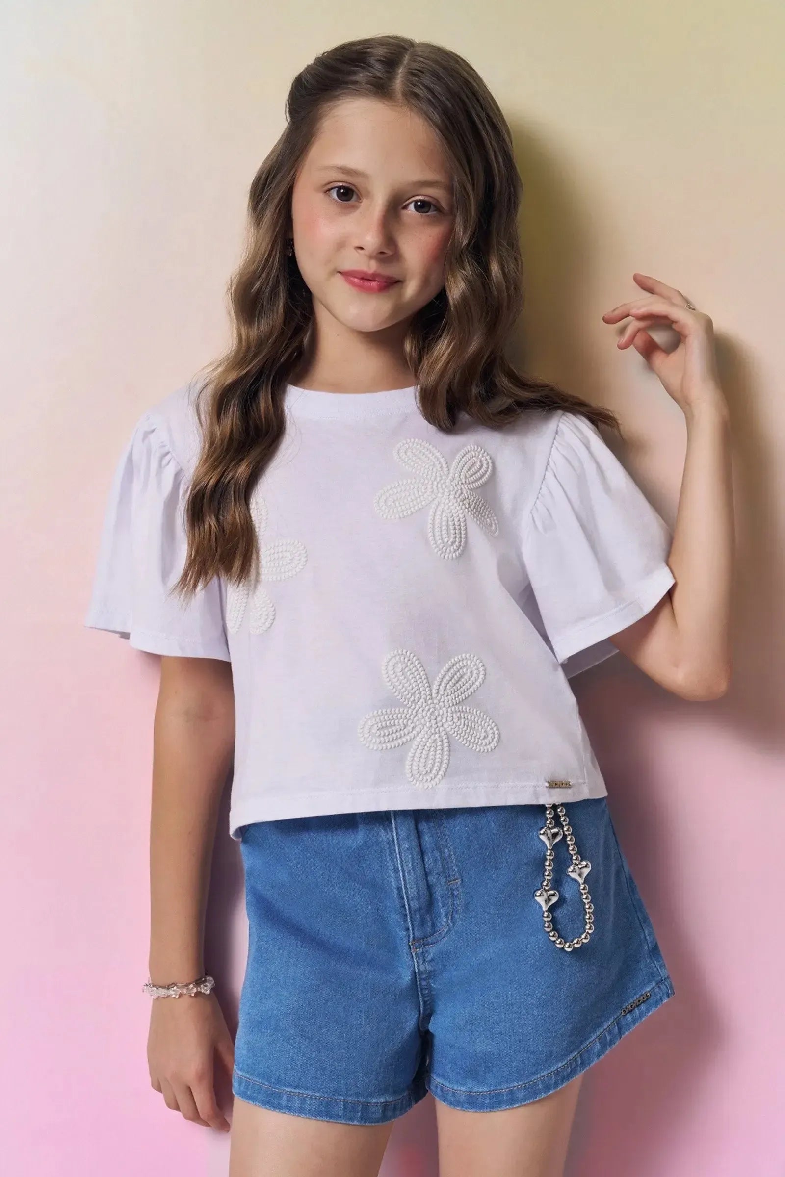 Shorts em Jeans com Elastano 94991 Vic&Vicky Teen Menina