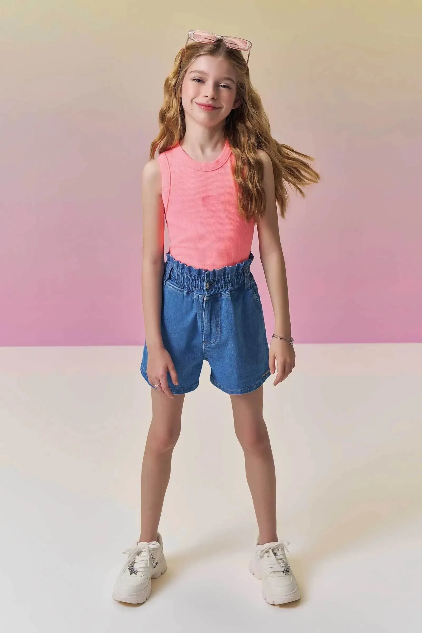 Shorts em Jeans com Elastano 94991 Vic&Vicky Teen Menina