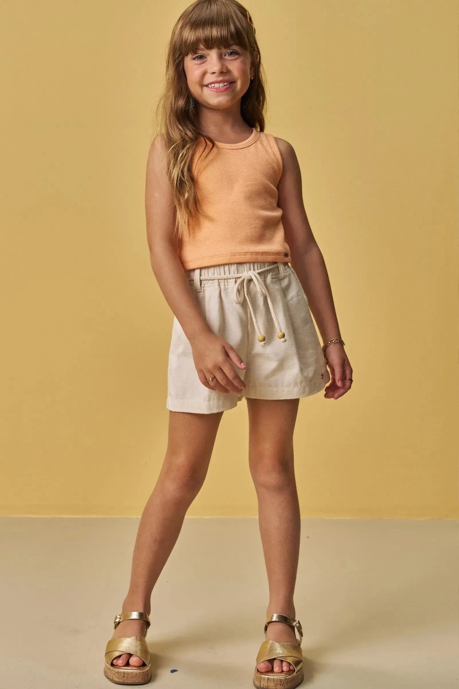 Shorts em Linho Santorine com Elastano 88128 Infanti Infantil Menina