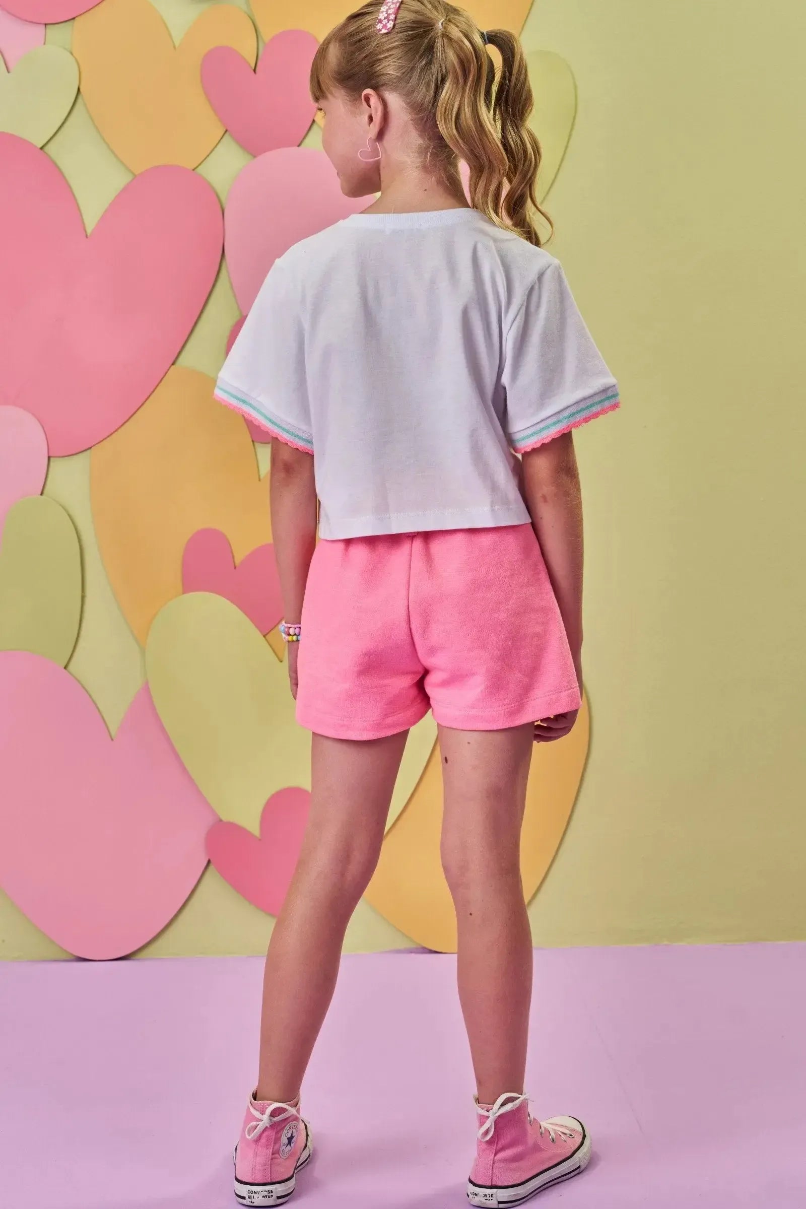 Shorts em Moletom sem Pelúcia 86587 Infanti Infantil Menina