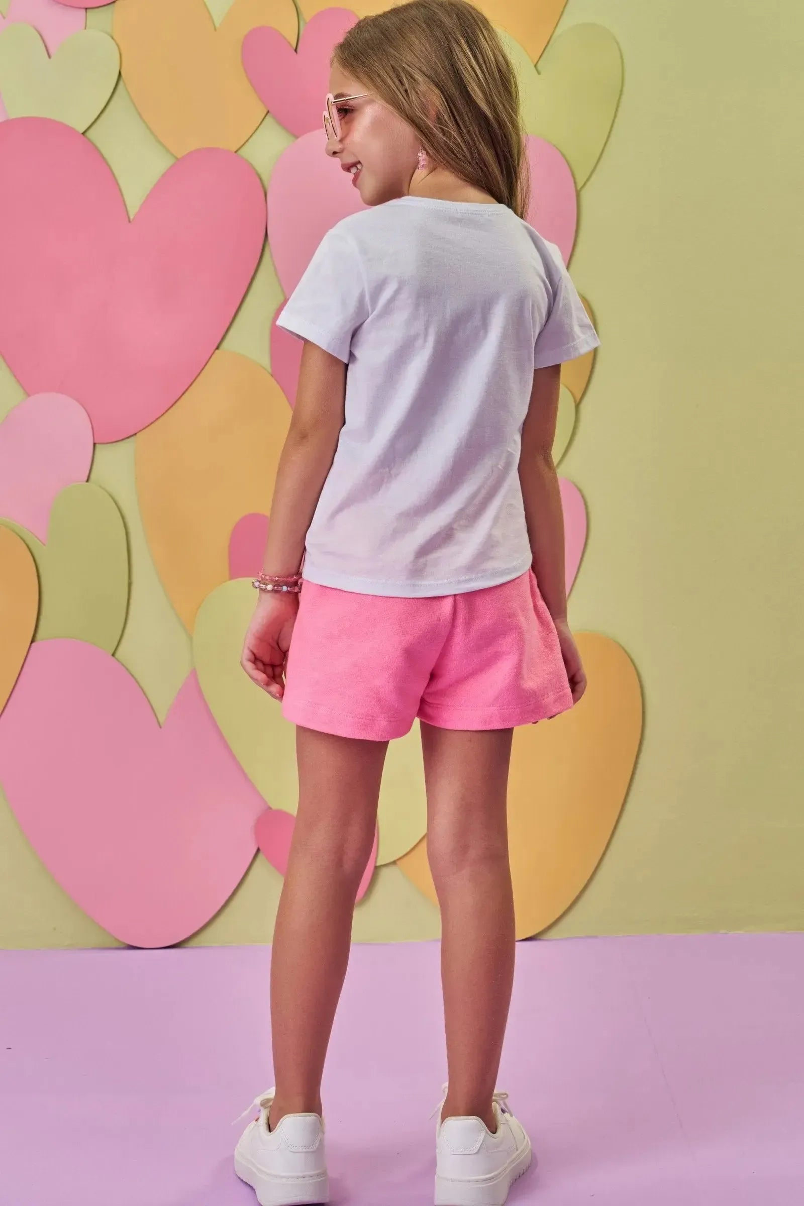 Shorts em Moletom sem Pelúcia 86587 Infanti Infantil Menina