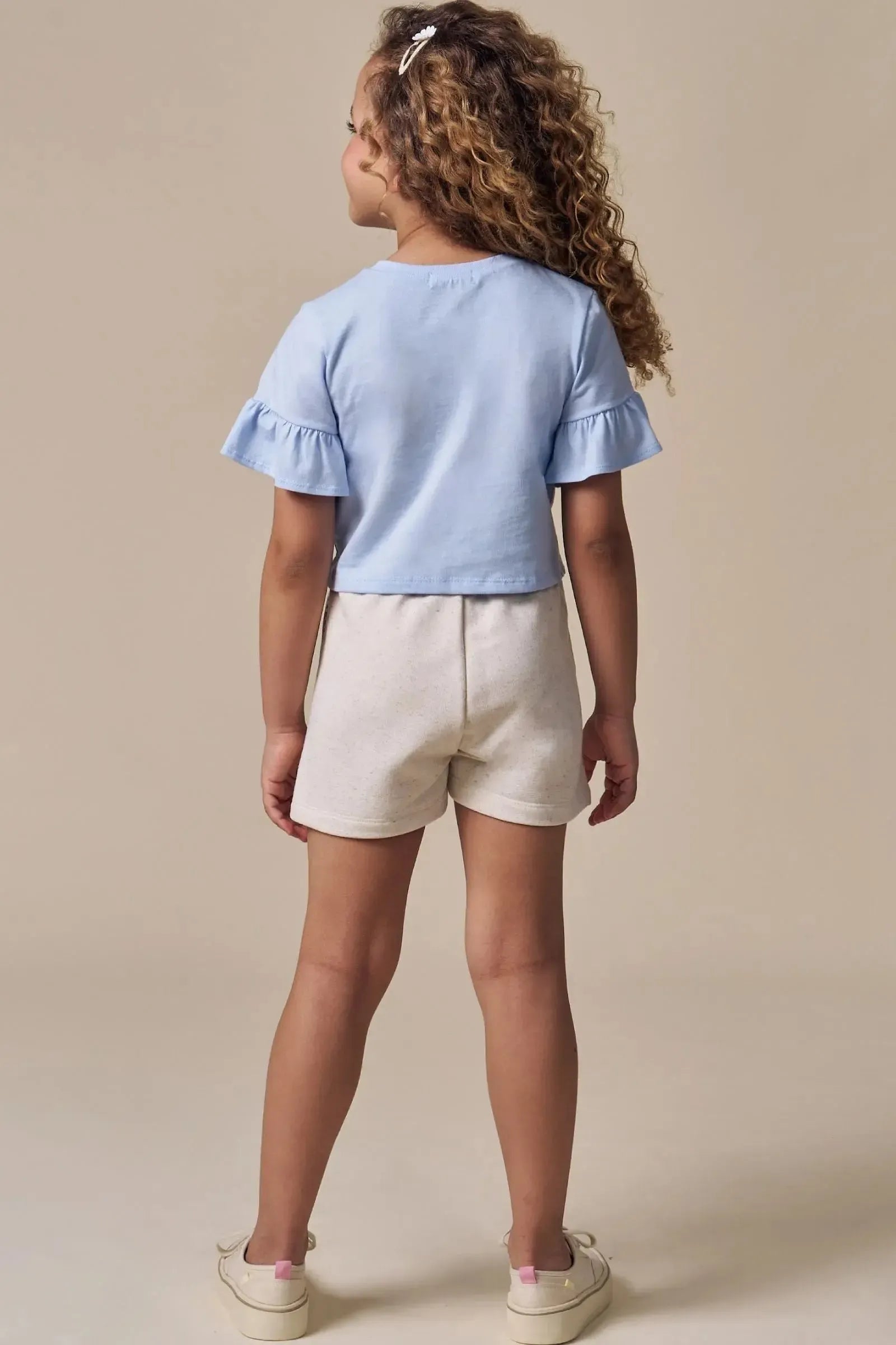 Shorts em Moletom sem Pelúcia 96420 Infanti Infantil Menina