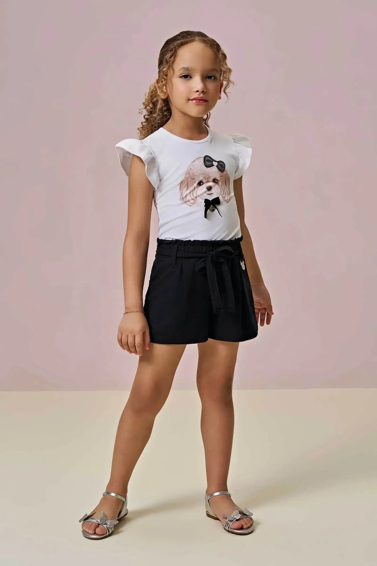 Shorts em Molevisco 95761 Infanti Infantil Menina