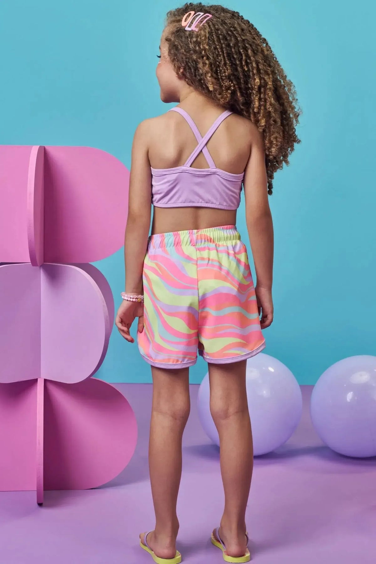 Shorts em Nylon com Elastano 99003 Kukiê Infantil Menina