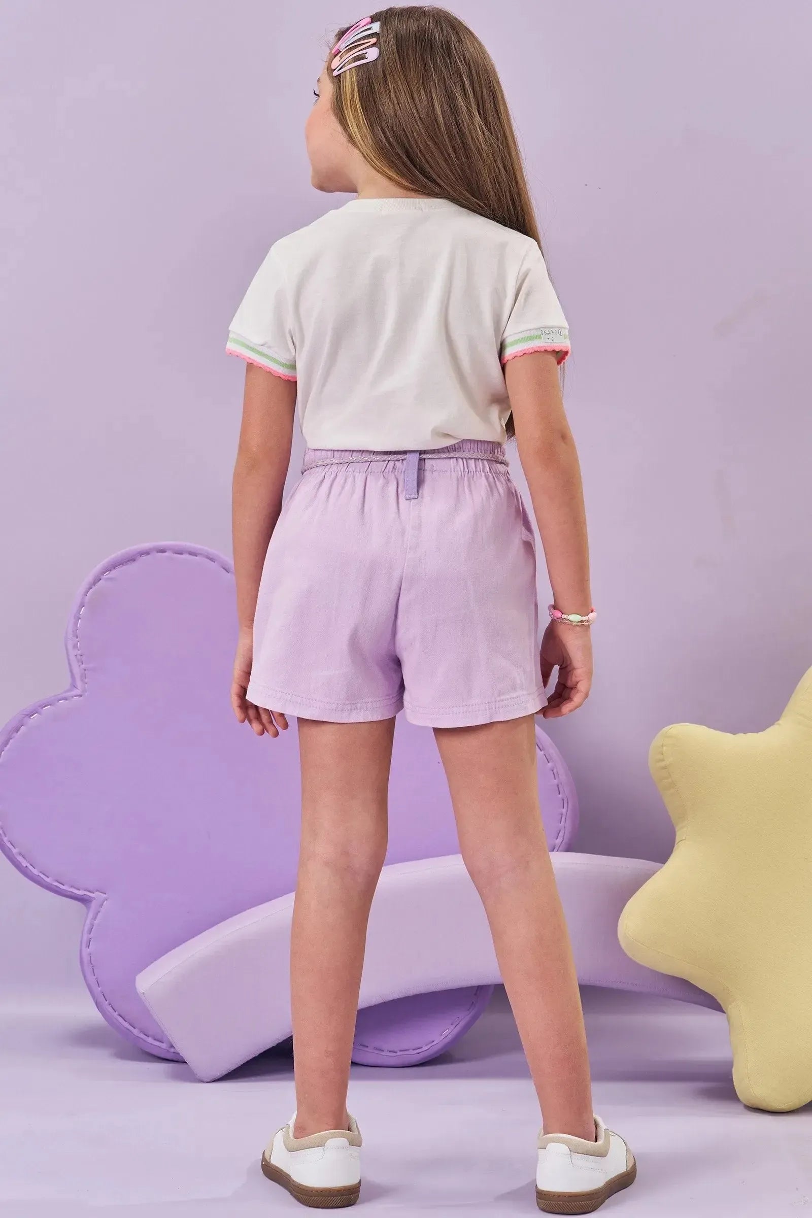 Shorts em Sarja com Elastano 83790 Kukiê Infantil Menina