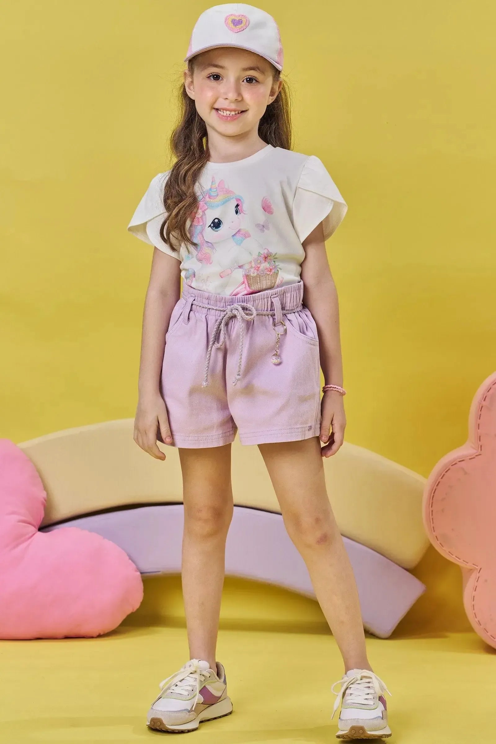 Shorts em Sarja com Elastano 83790 Kukiê Infantil Menina