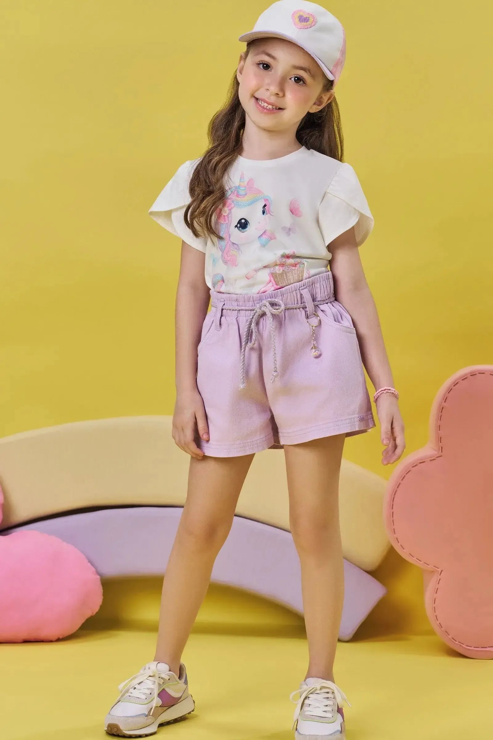 Shorts em Sarja com Elastano 83790 Kukiê Infantil Menina