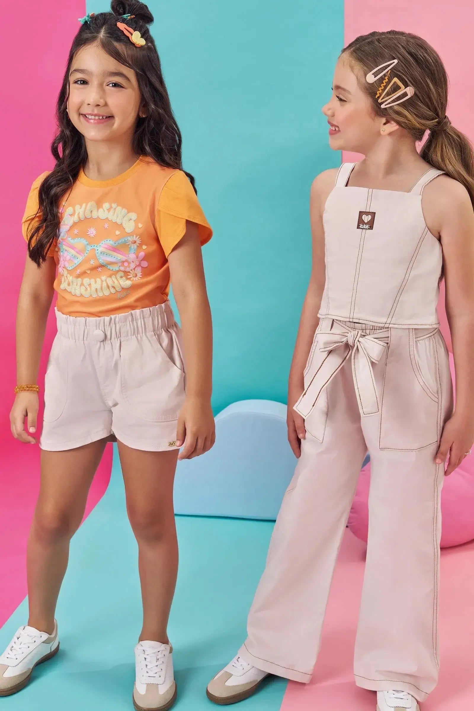 Shorts em Sarja com Elastano 84073 Kukiê Infantil Menina