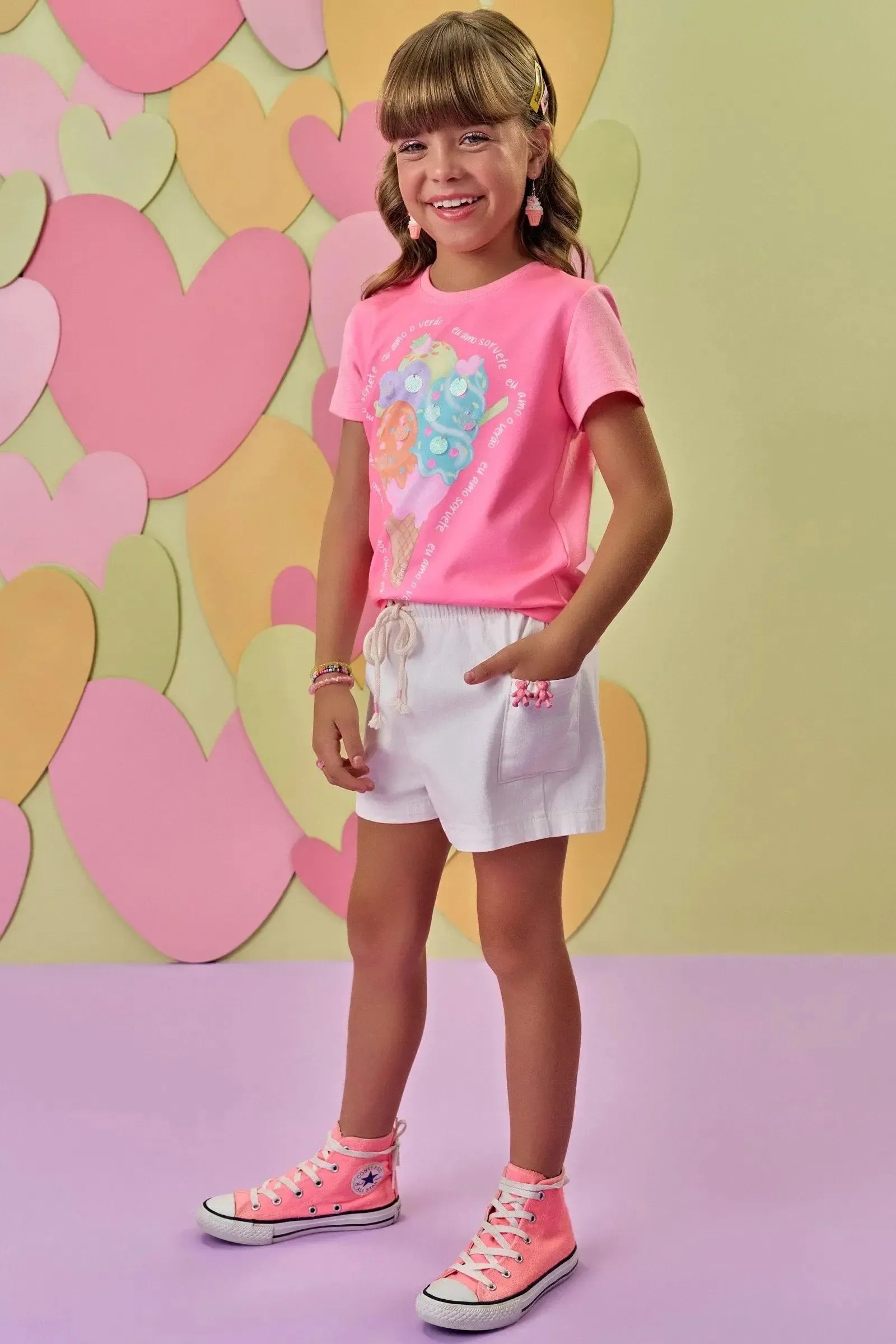 Shorts em Sarja com Elastano 86635 Infanti Infantil Menina