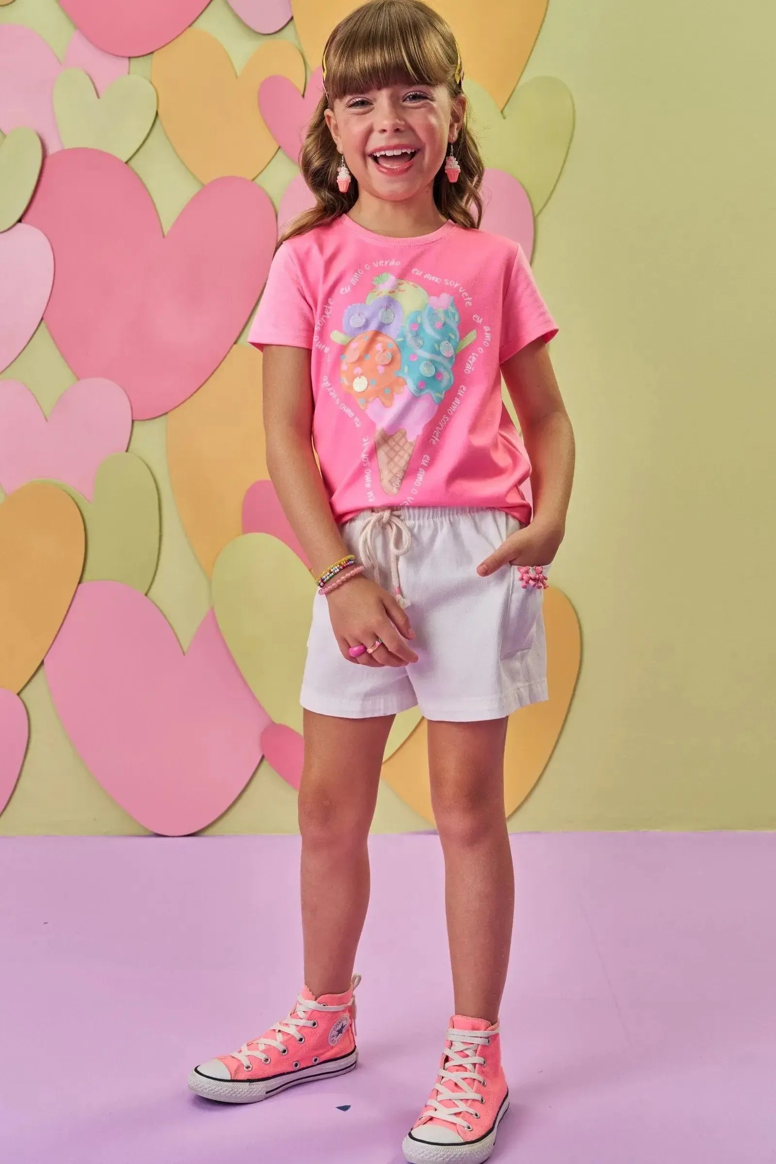 Shorts em Sarja com Elastano 86635 Infanti Infantil Menina